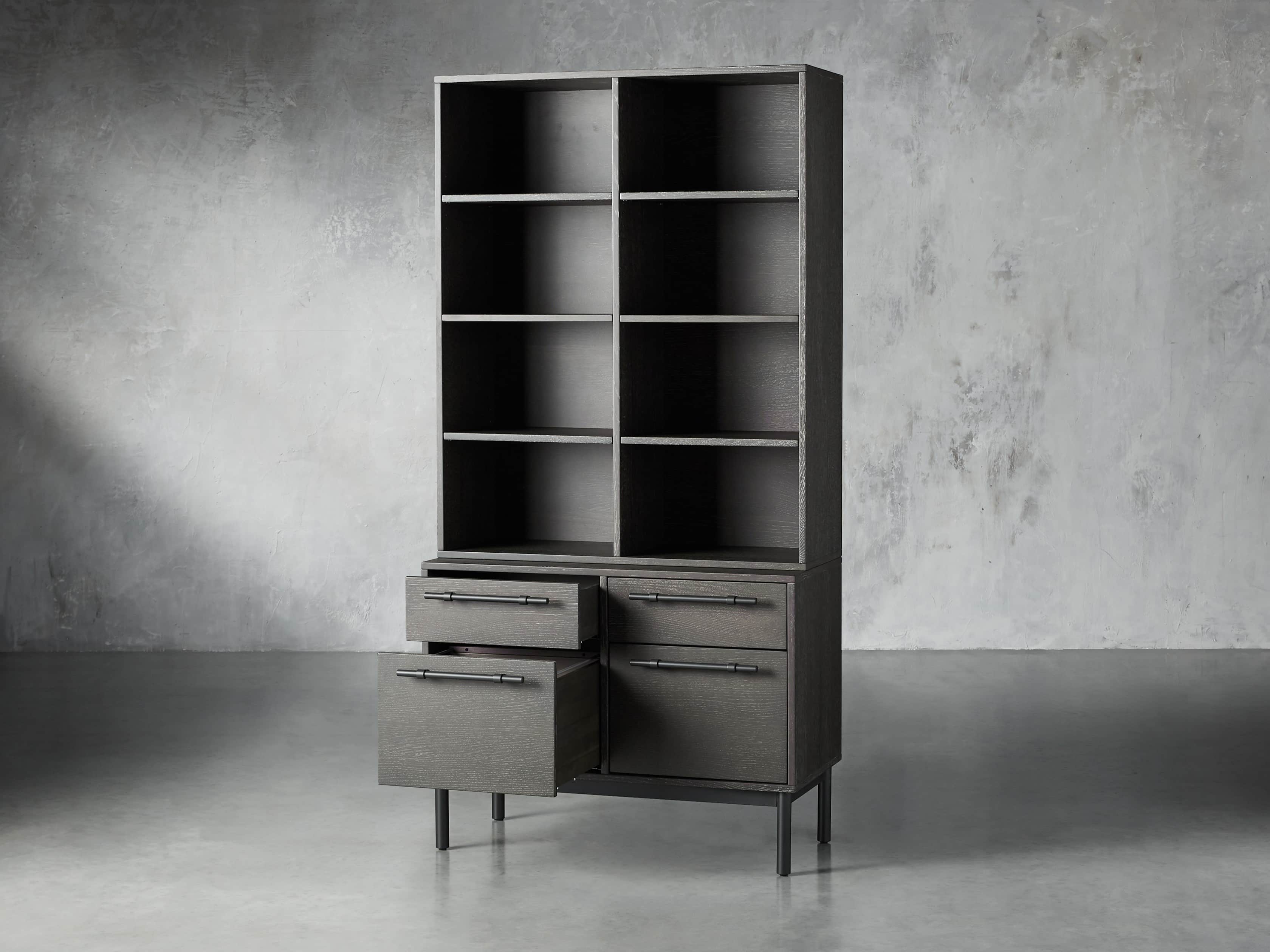 Sullivan 38" Single Bookcase with File Base in Grey