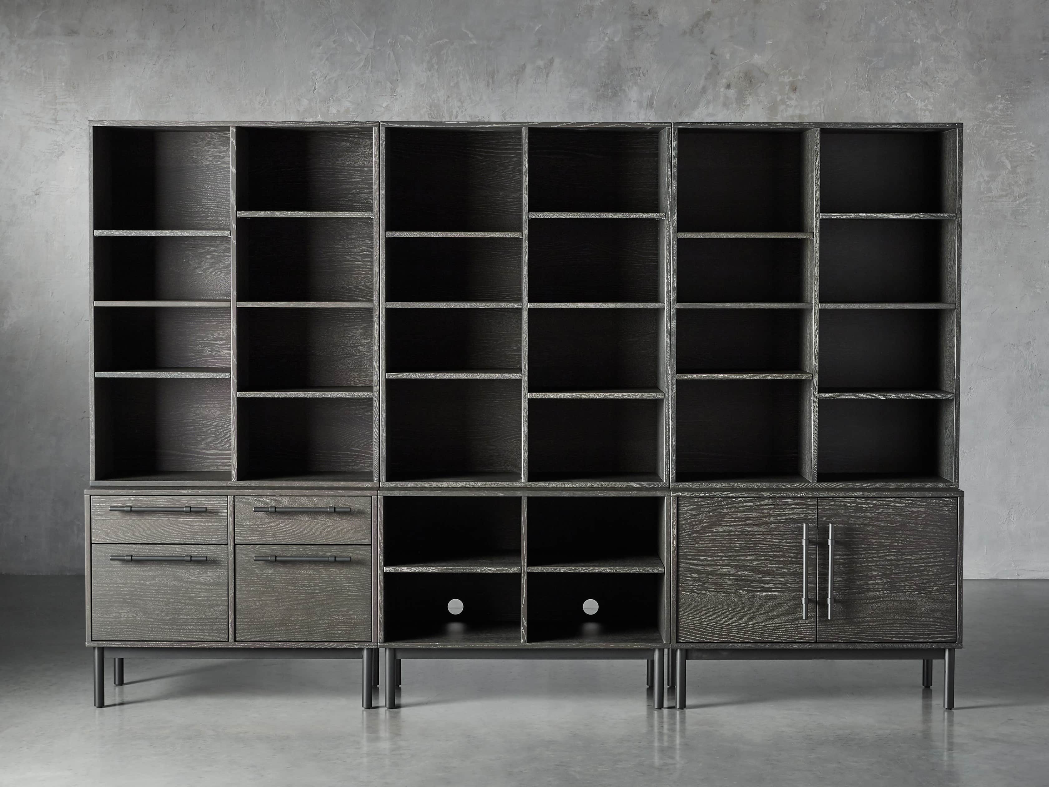 Sullivan 113" Modular Triple Bookcase File in Grey