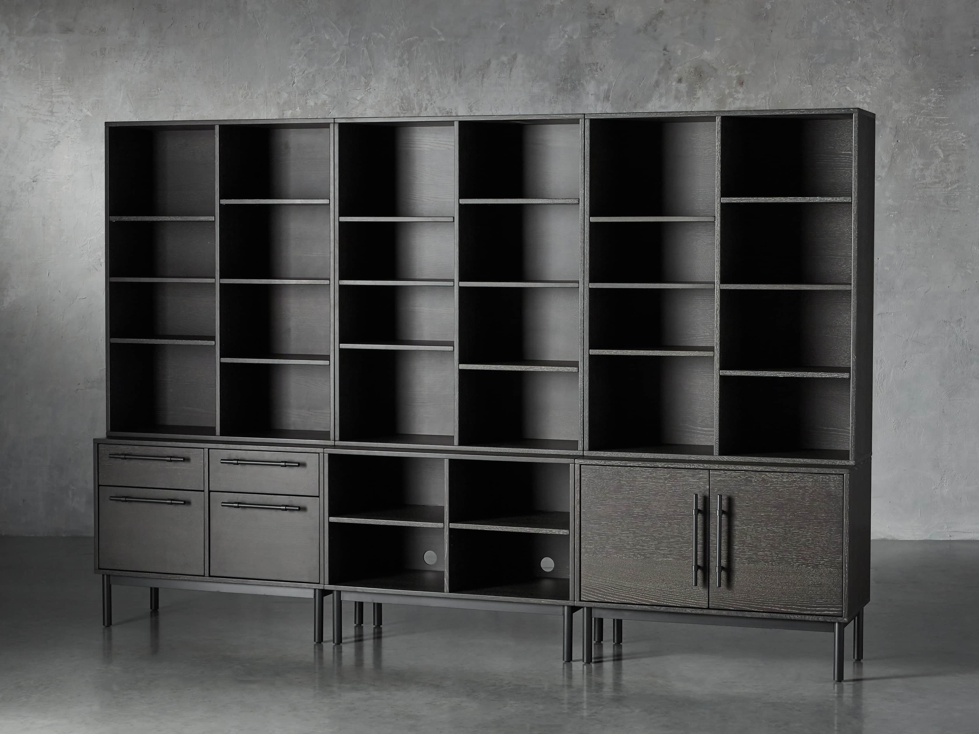 Sullivan 113" Modular Triple Bookcase File in Grey