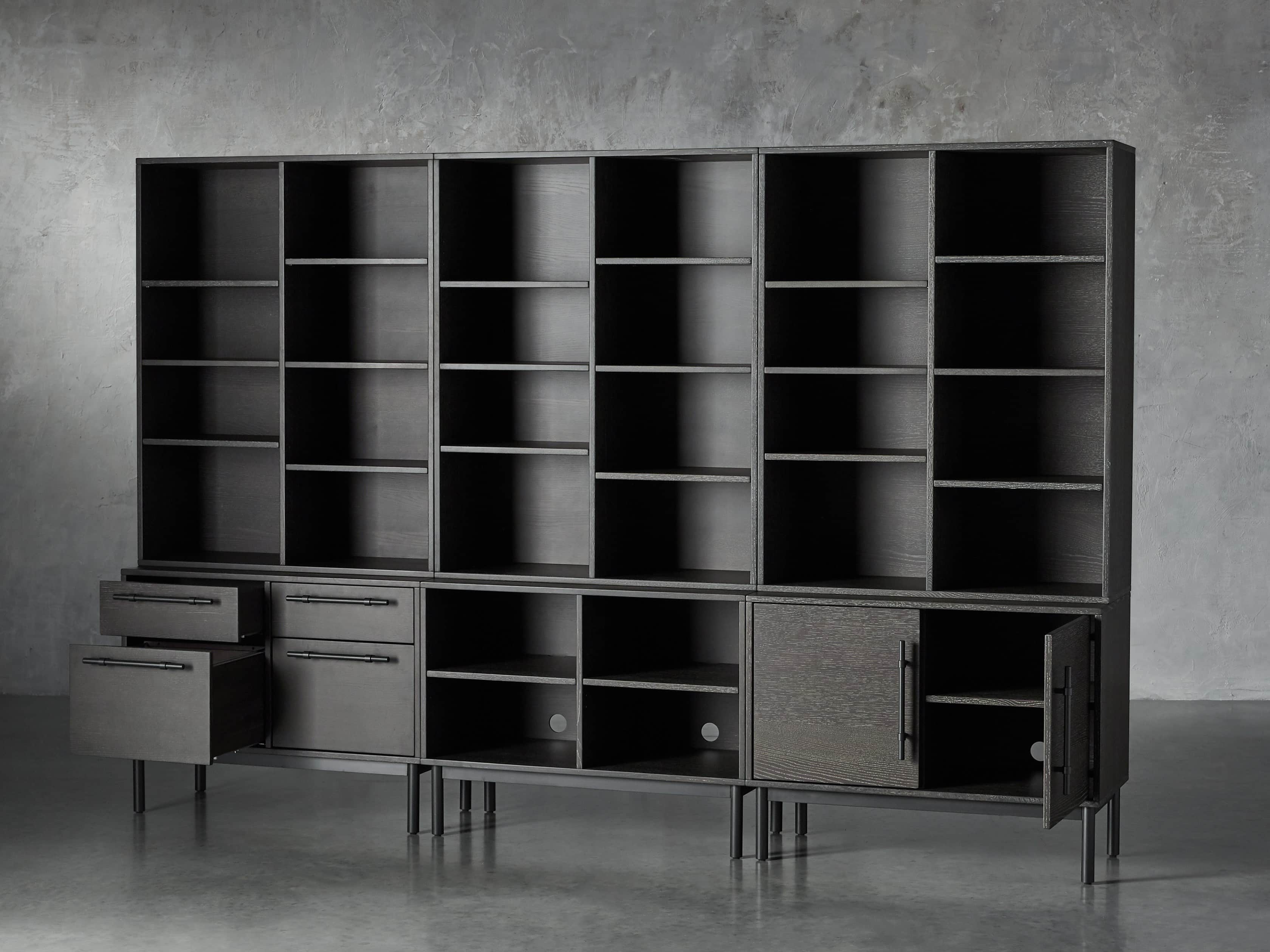Sullivan 113" Modular Triple Bookcase File in Grey
