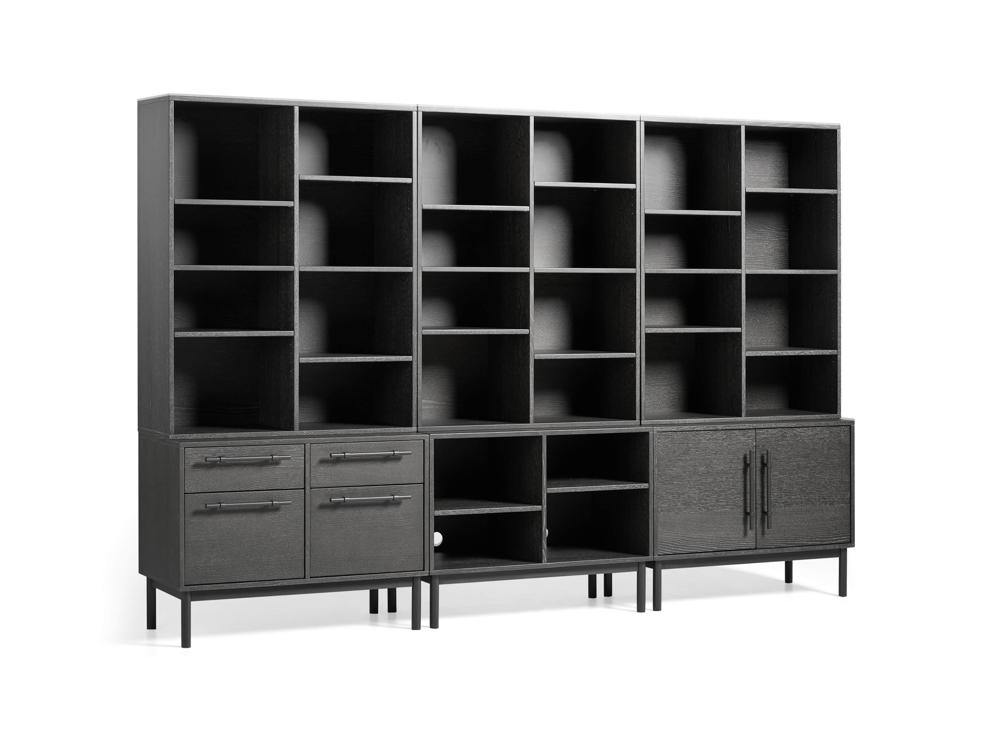 Sullivan 113" Modular Triple Bookcase File in Grey