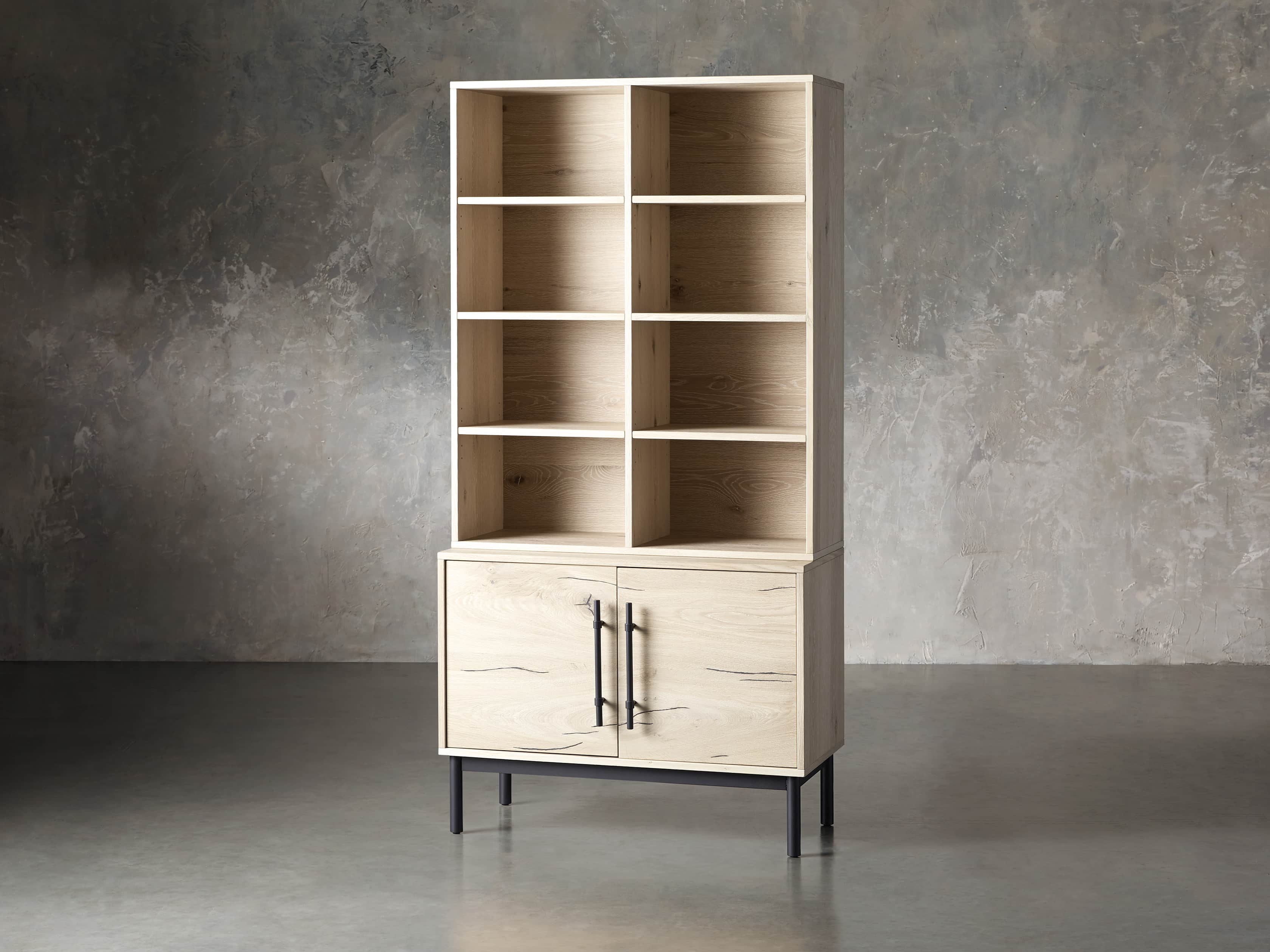 Sullivan 38" Single Bookcase with Two Door Cabinet Base in Northman Sable, slide 3 of 9