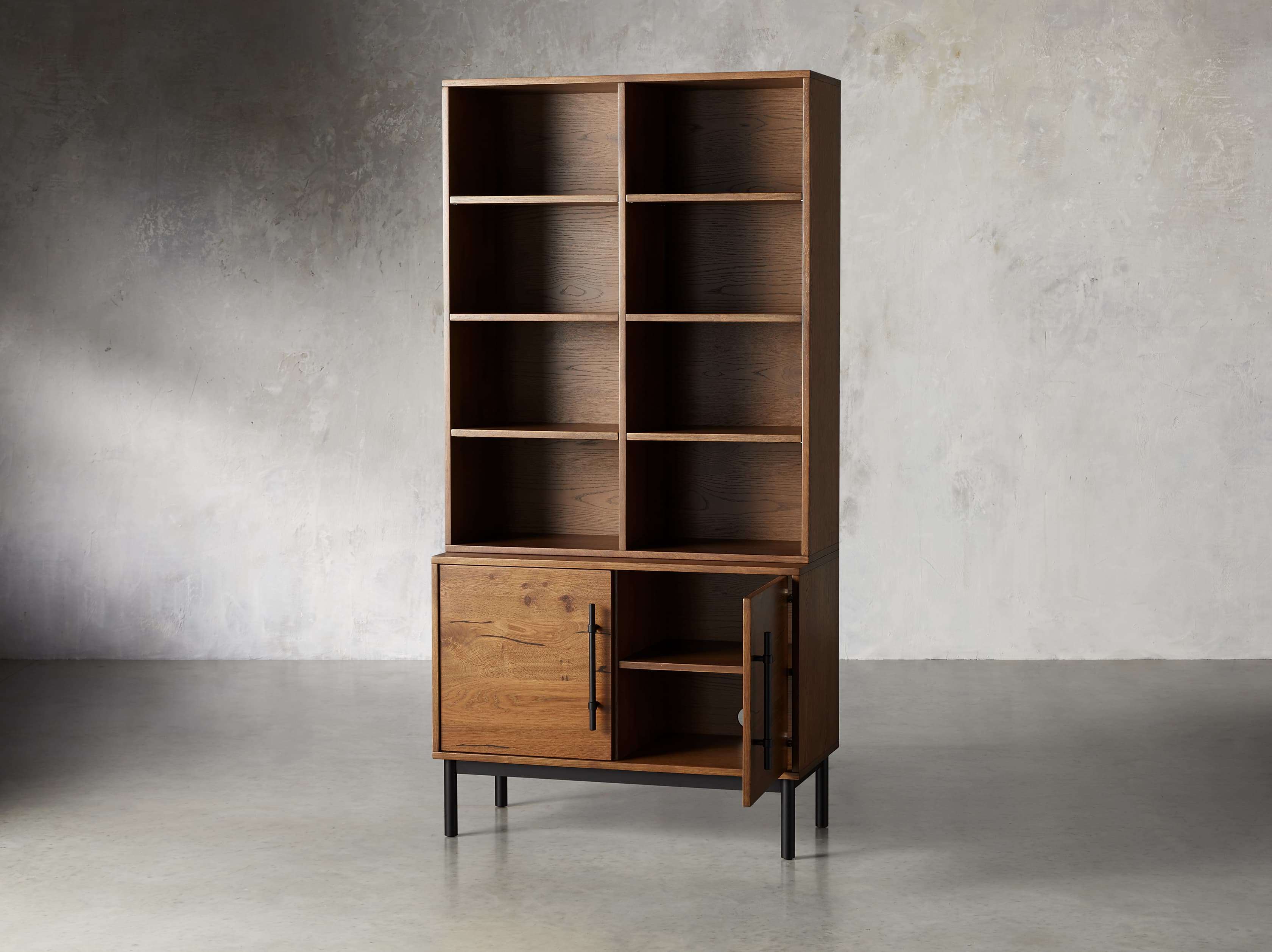 Sullivan 38" Single Bookcase with Two Door Cabinet Base, slide 3 of 6