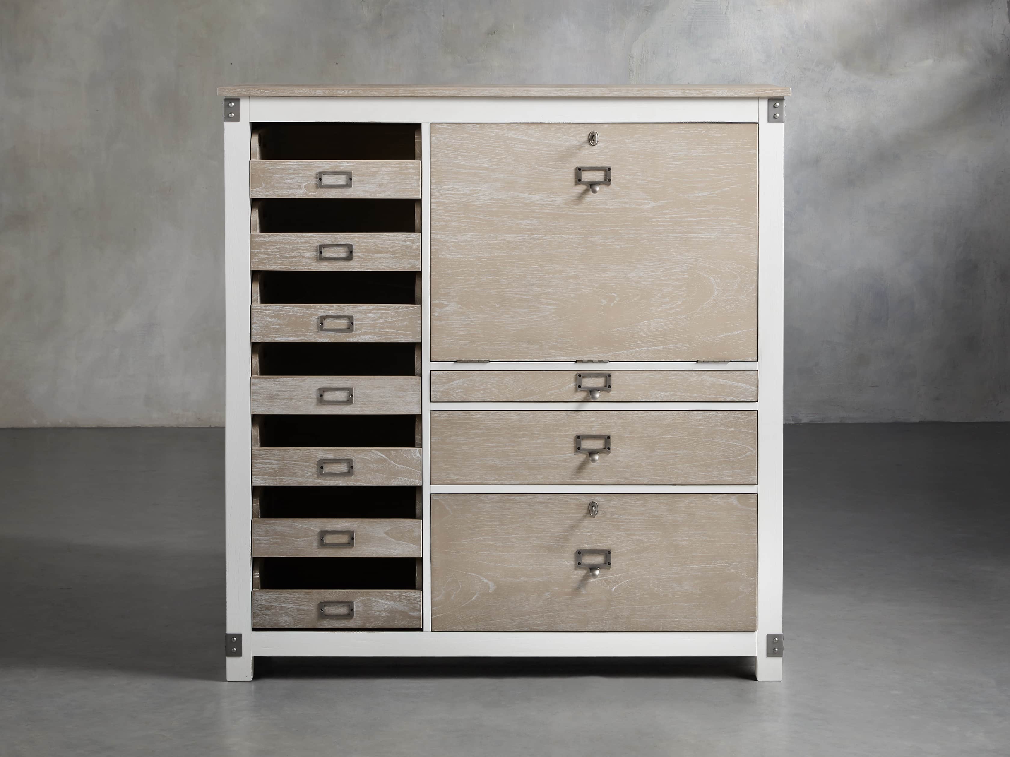 Telegraph Computer Cabinet in Acacia White
