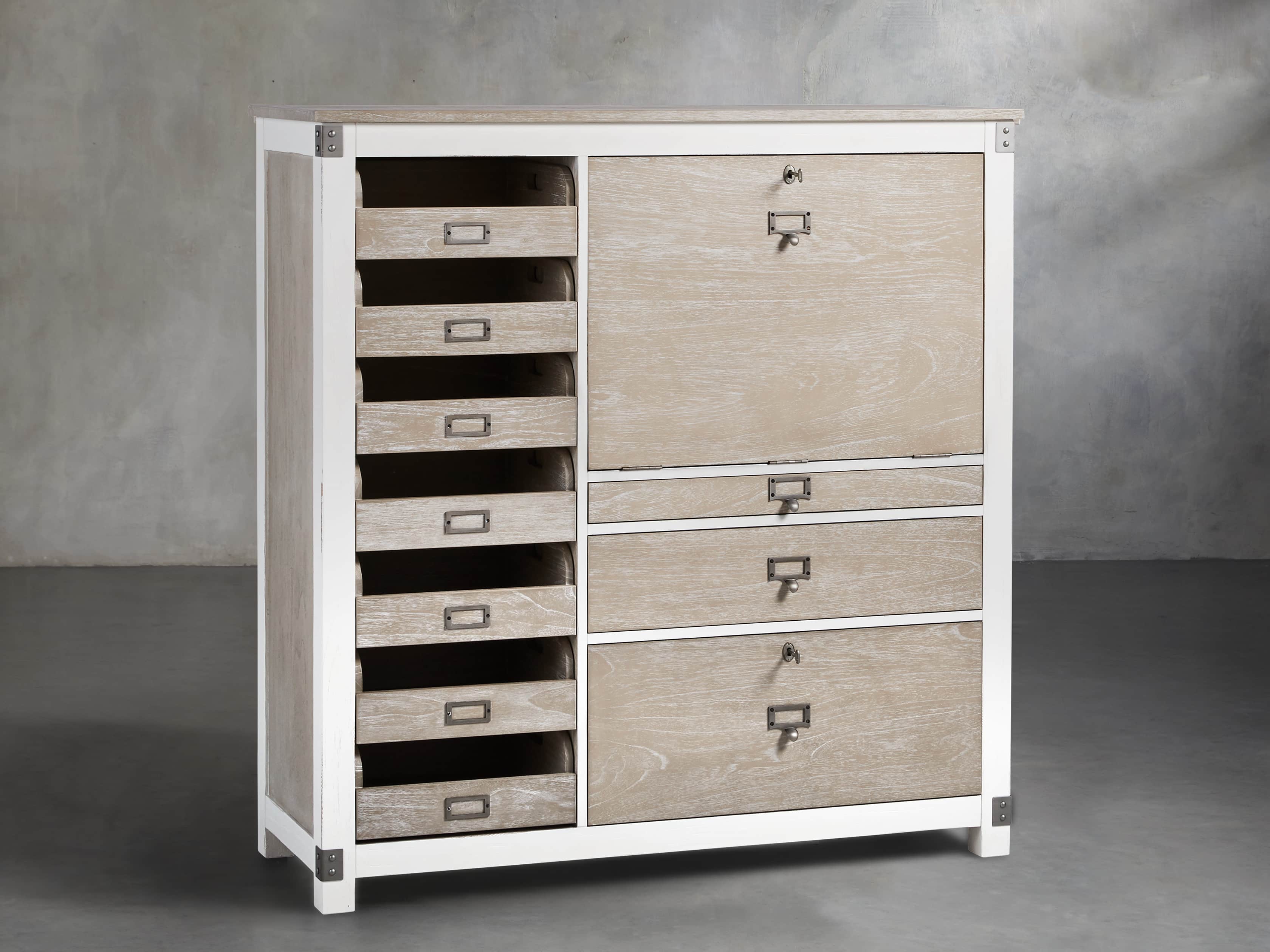 Telegraph Computer Cabinet in Acacia White