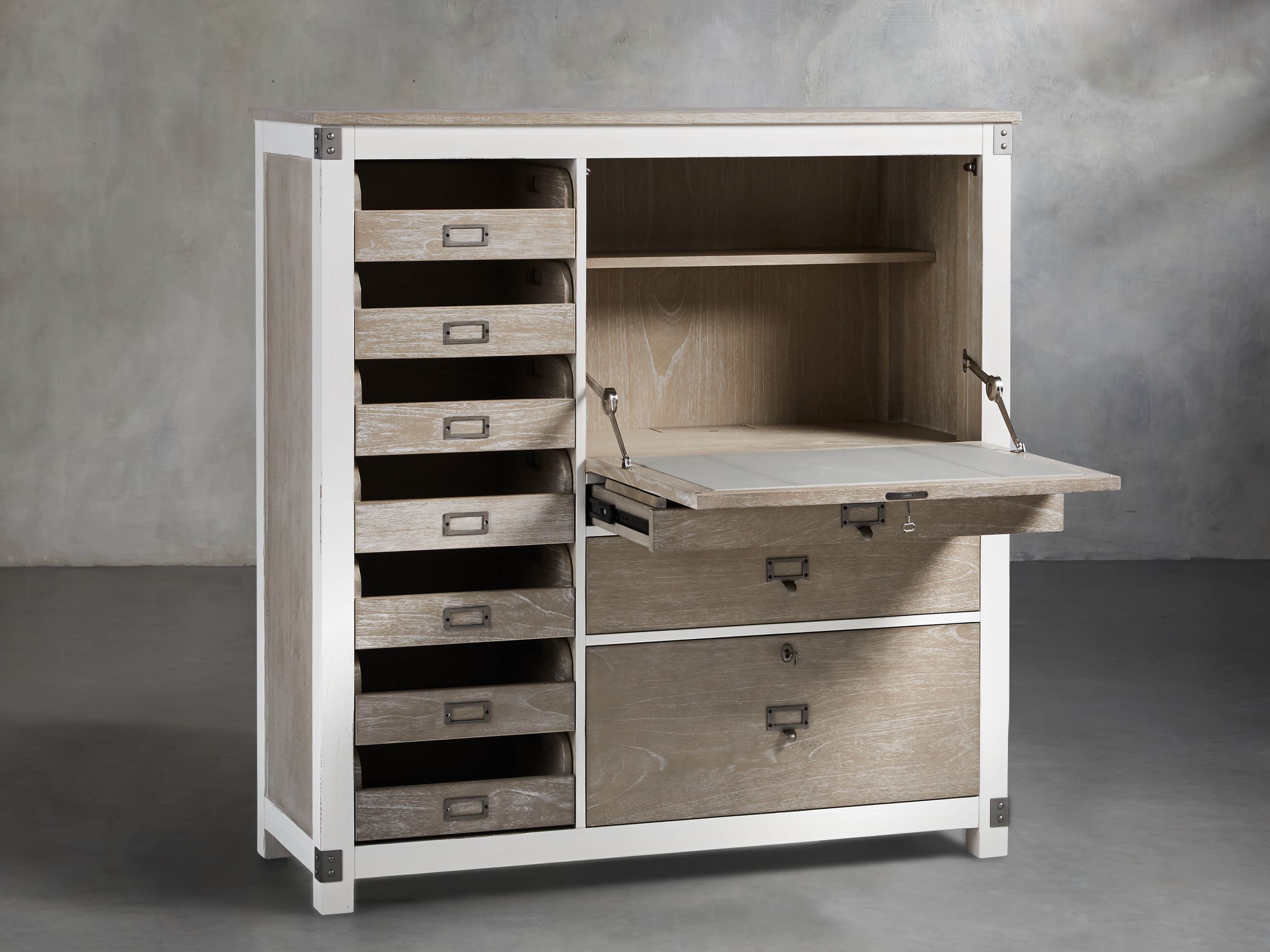 Telegraph Computer Cabinet in Acacia White