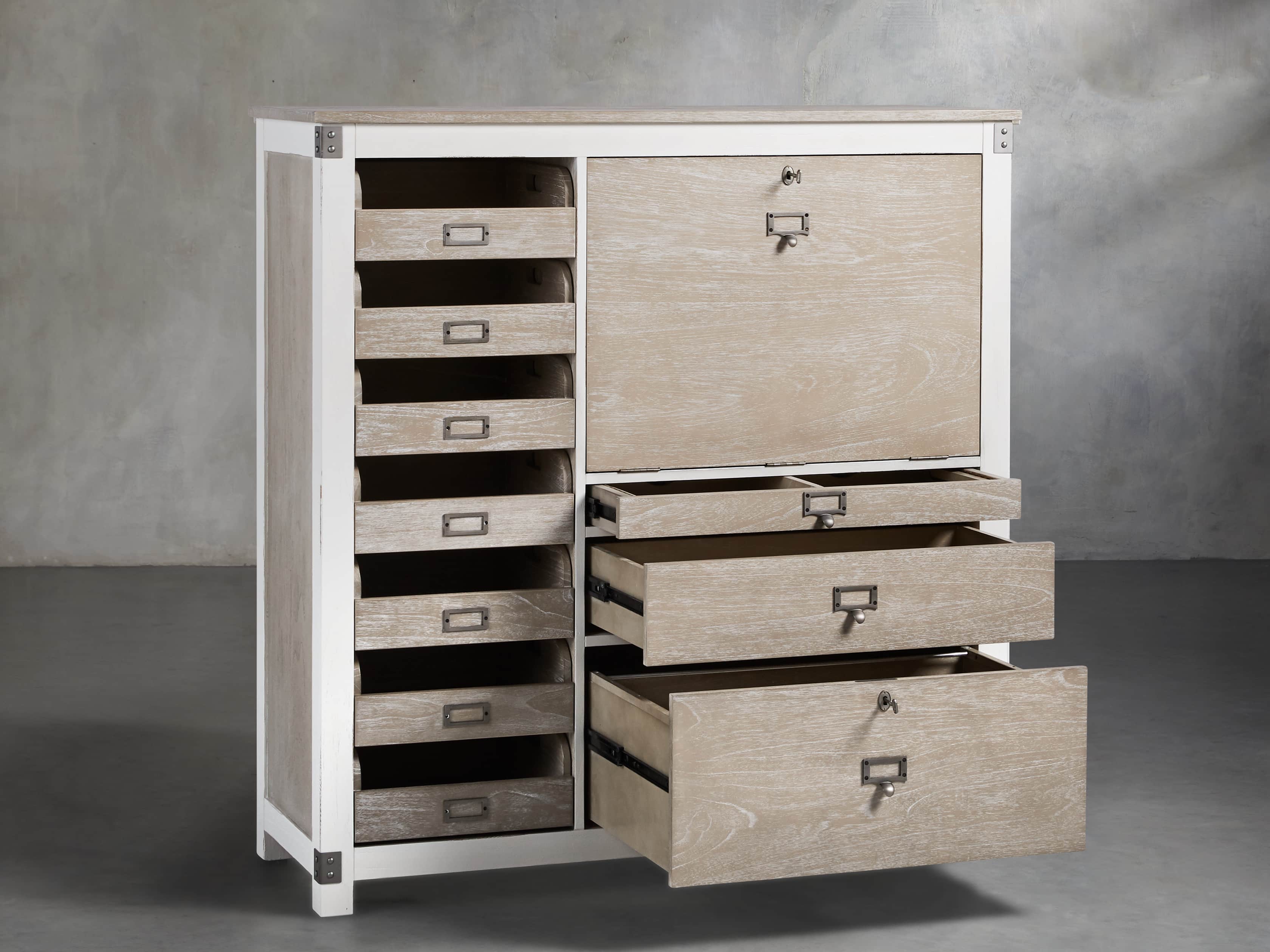 Telegraph Computer Cabinet in Acacia White