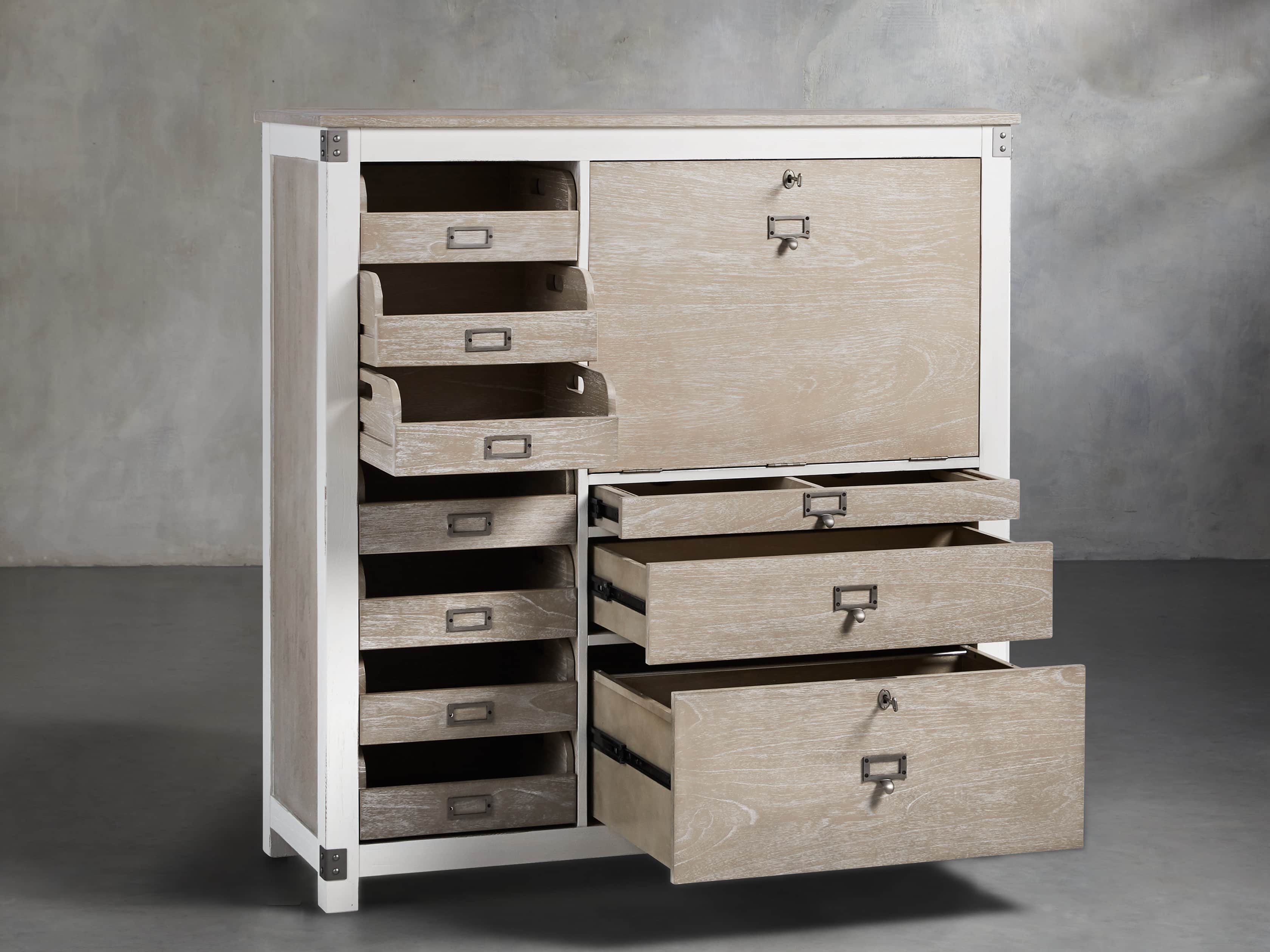 Telegraph Computer Cabinet in Acacia White