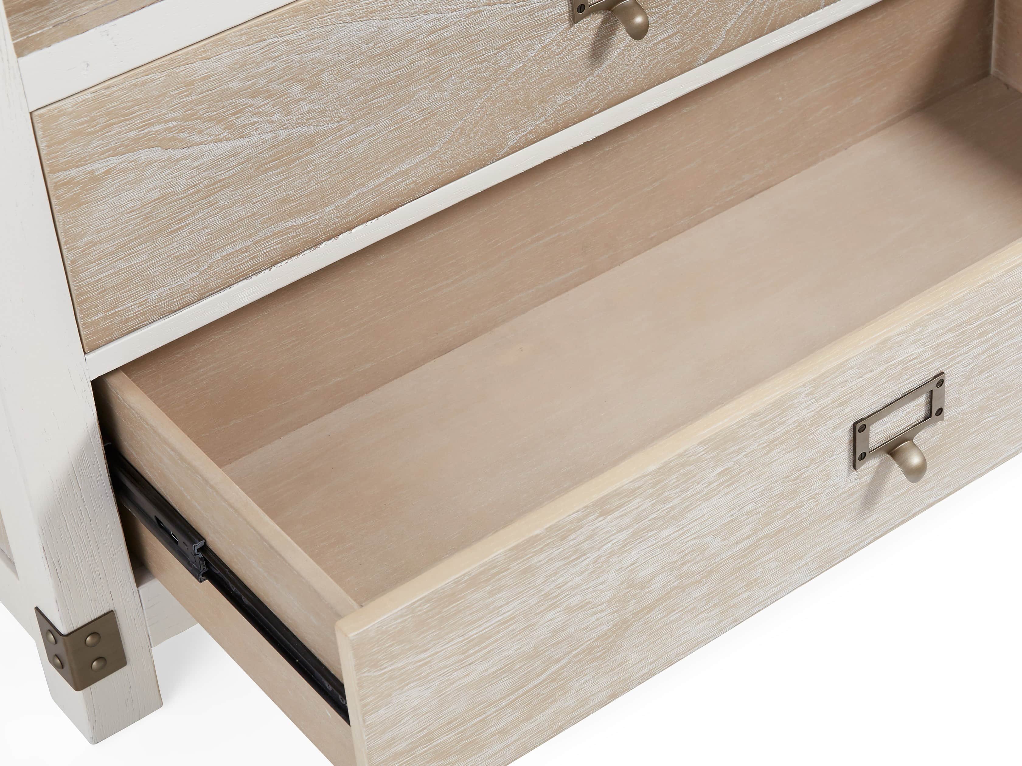 Telegraph Wide Bookcase In Acacia White