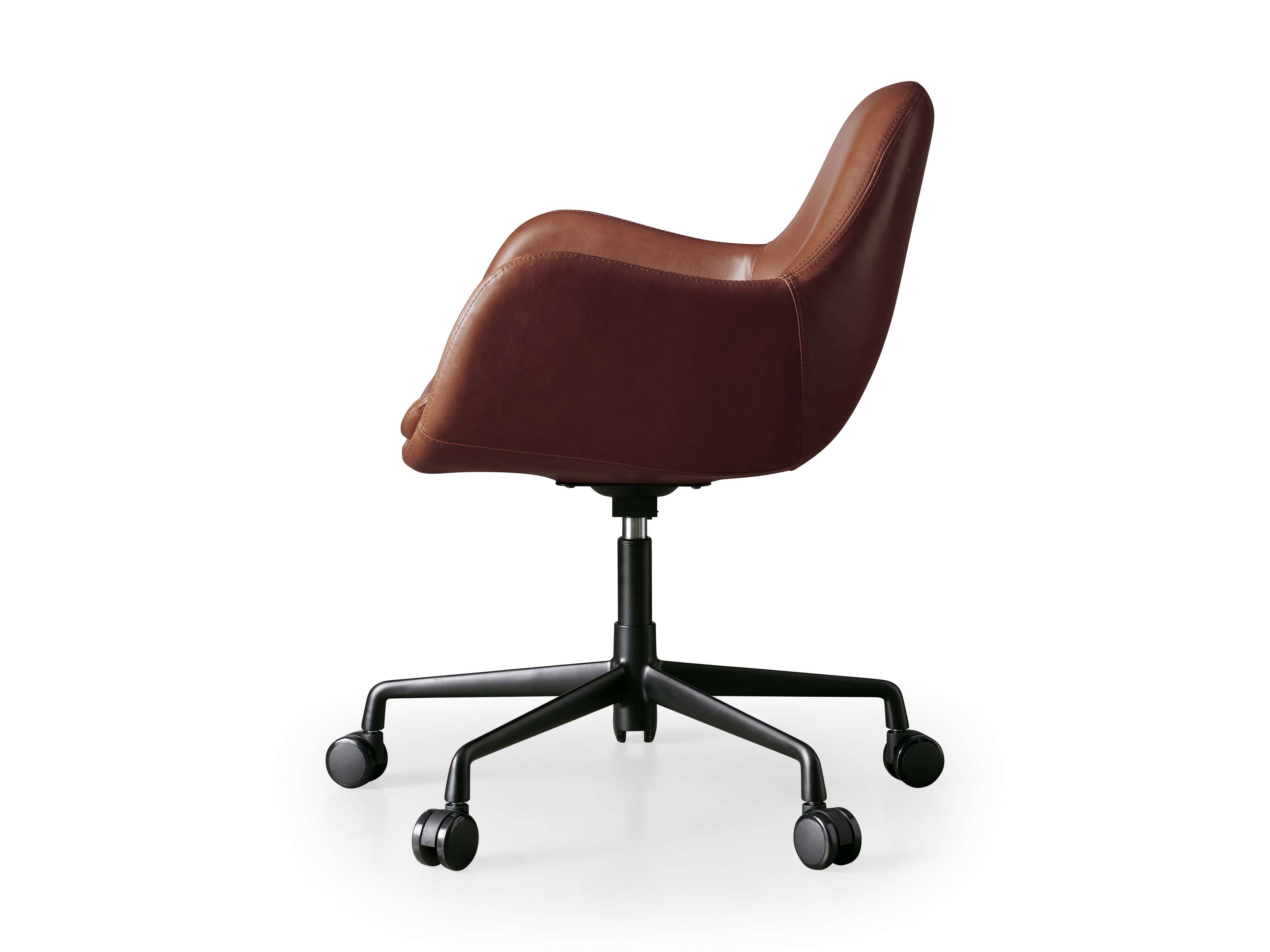 Zimmer Desk Chair in Leather Fabric in Brown Arhaus