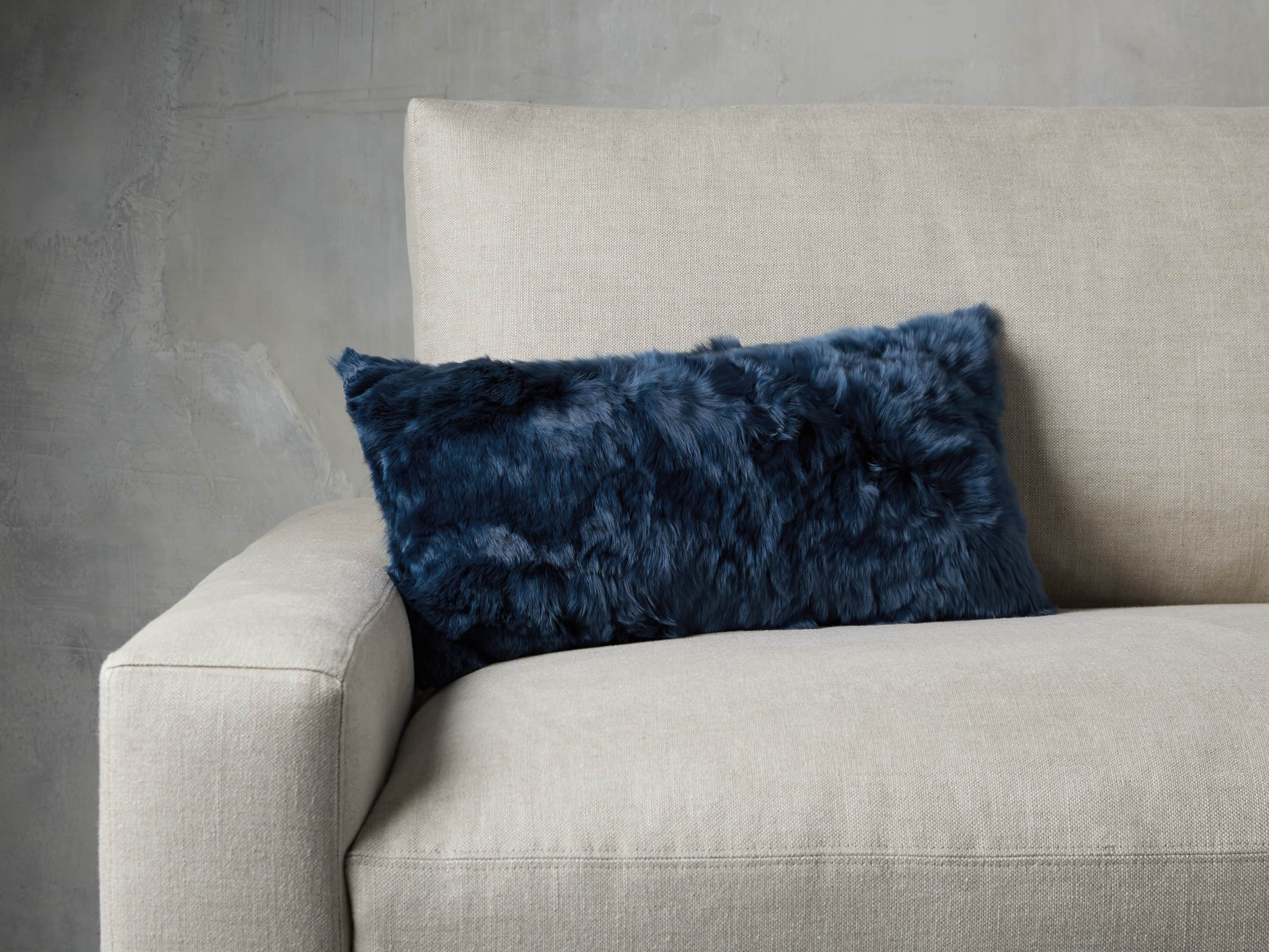 Alpaca Lumbar Pillow in Navy