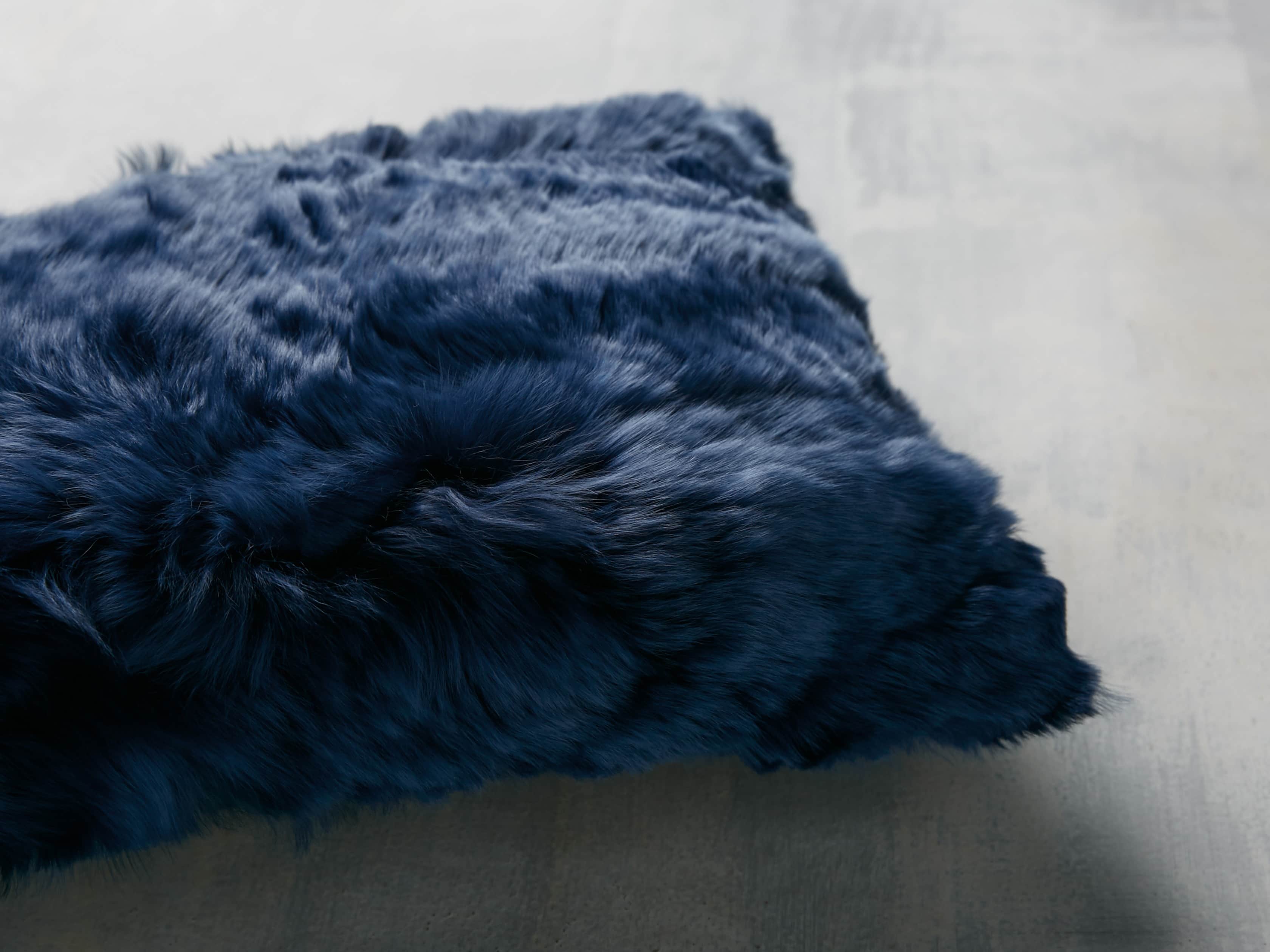 Alpaca Lumbar Pillow in Navy
