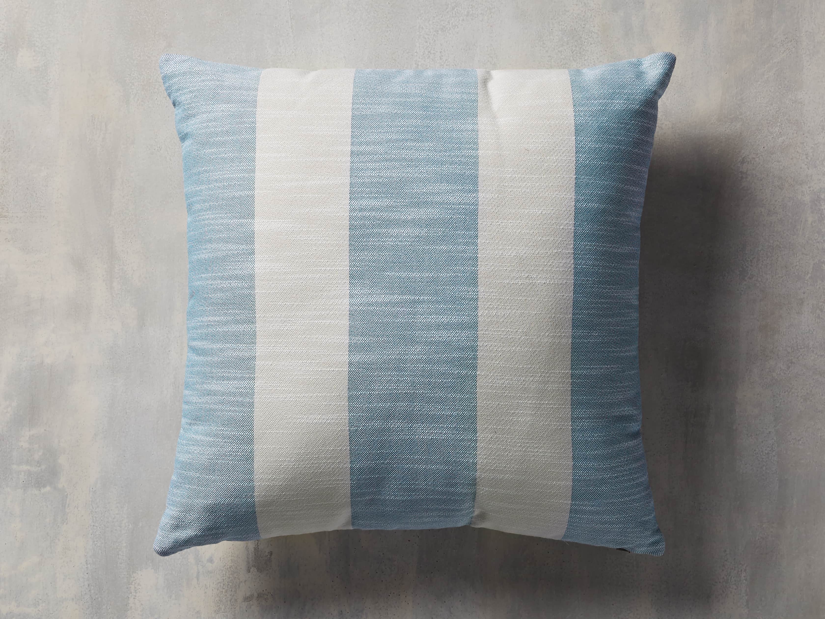 Awning Stripe Indoor/Outdoor Pillow in Ocean, slide 1 of 5