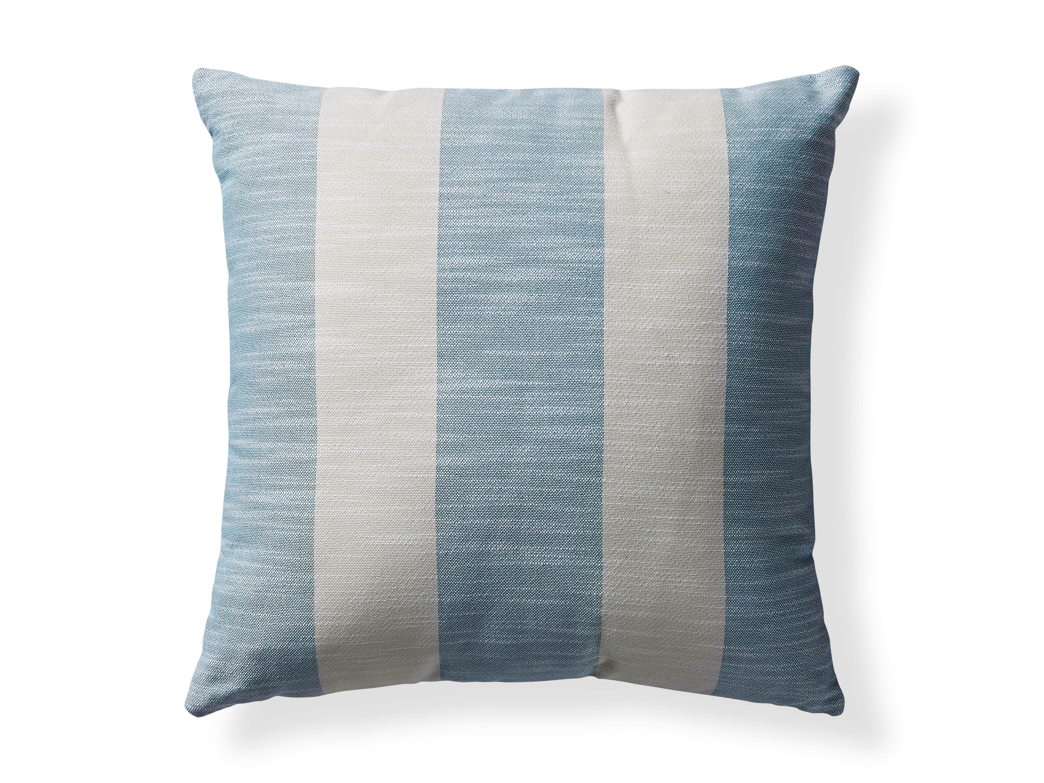 Awning Stripe Indoor/Outdoor Pillow in Ocean, slide 4 of 5