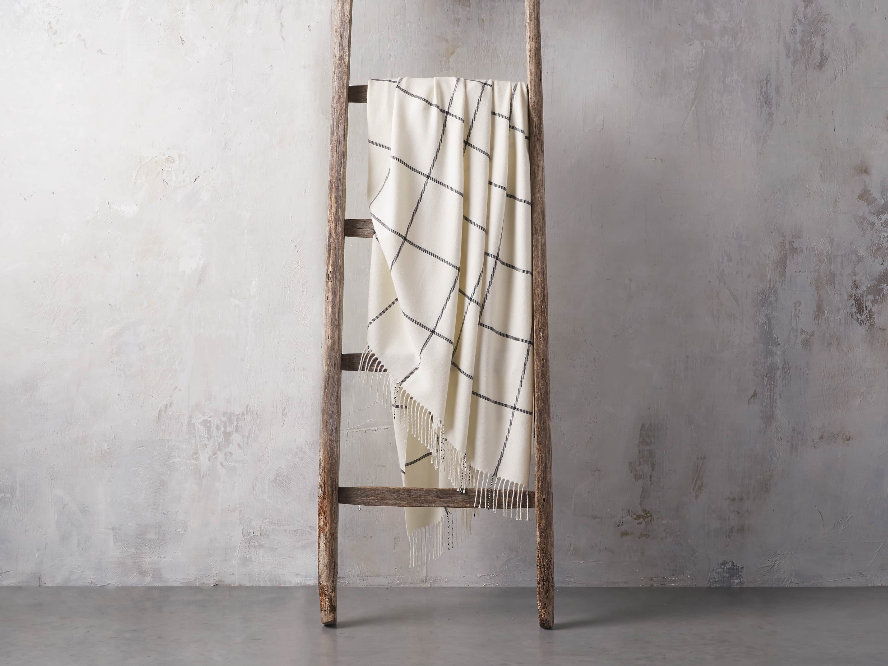 Baby Alpaca Windowpane Throw in Ivory, slide 2 of 3