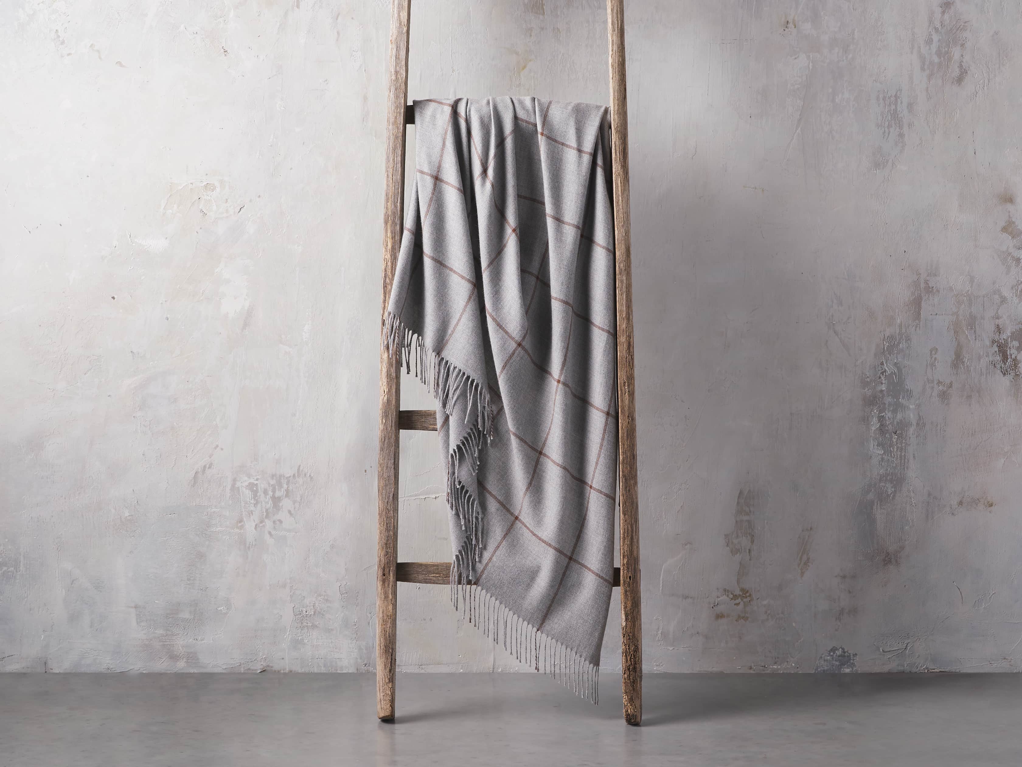 Baby Alpaca Windowpane Throw in Light Grey, slide 2 of 3