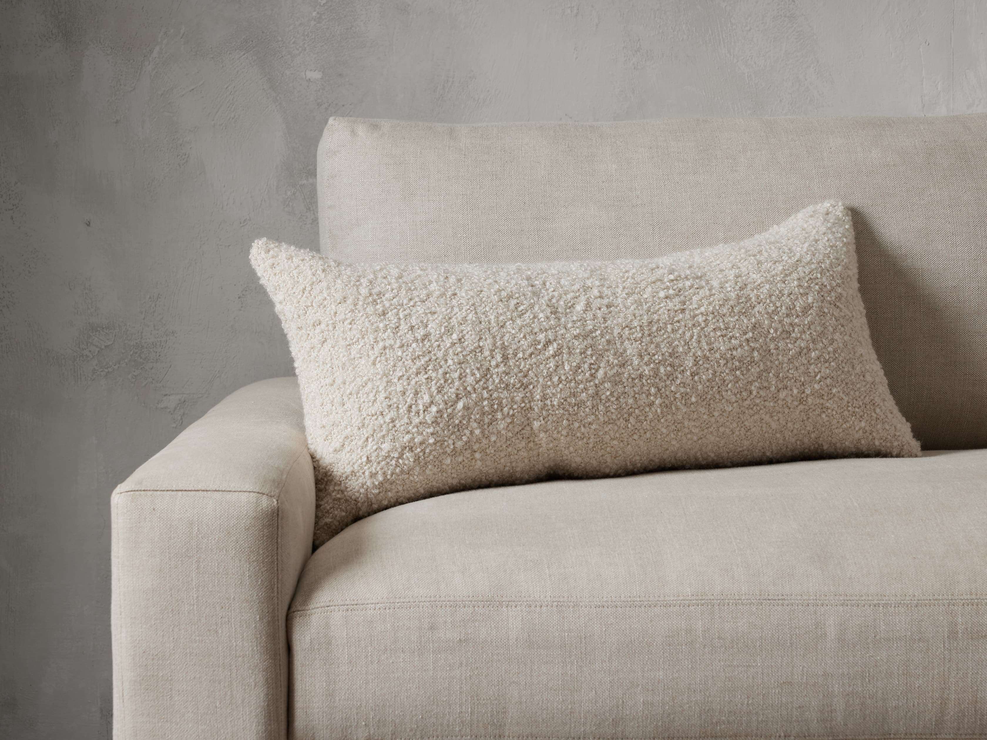 Boucle Lumbar Pillow Cover in Ivory