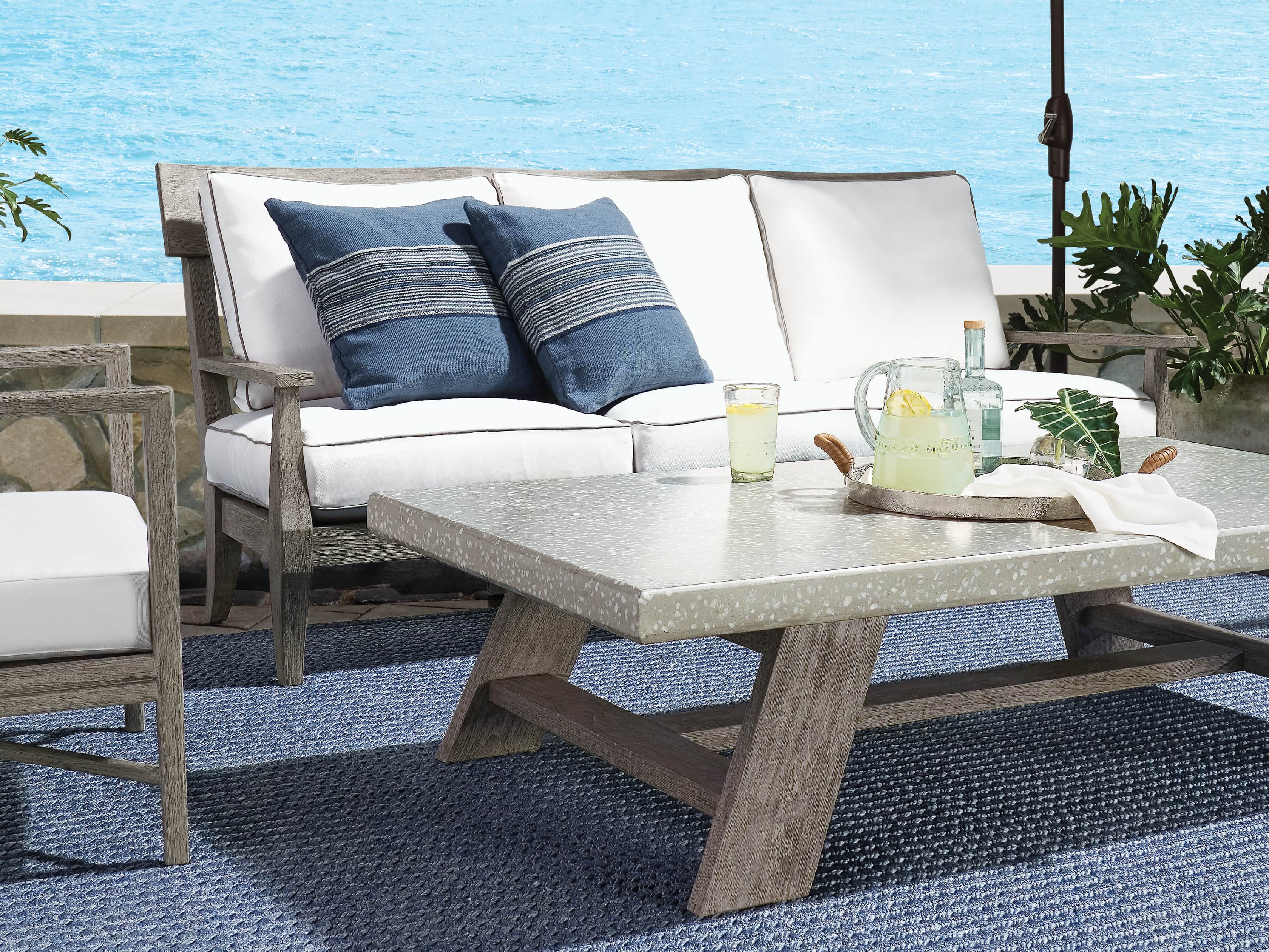 Berks Striped Indoor/Outdoor Pillow in Navy, slide 3 of 4