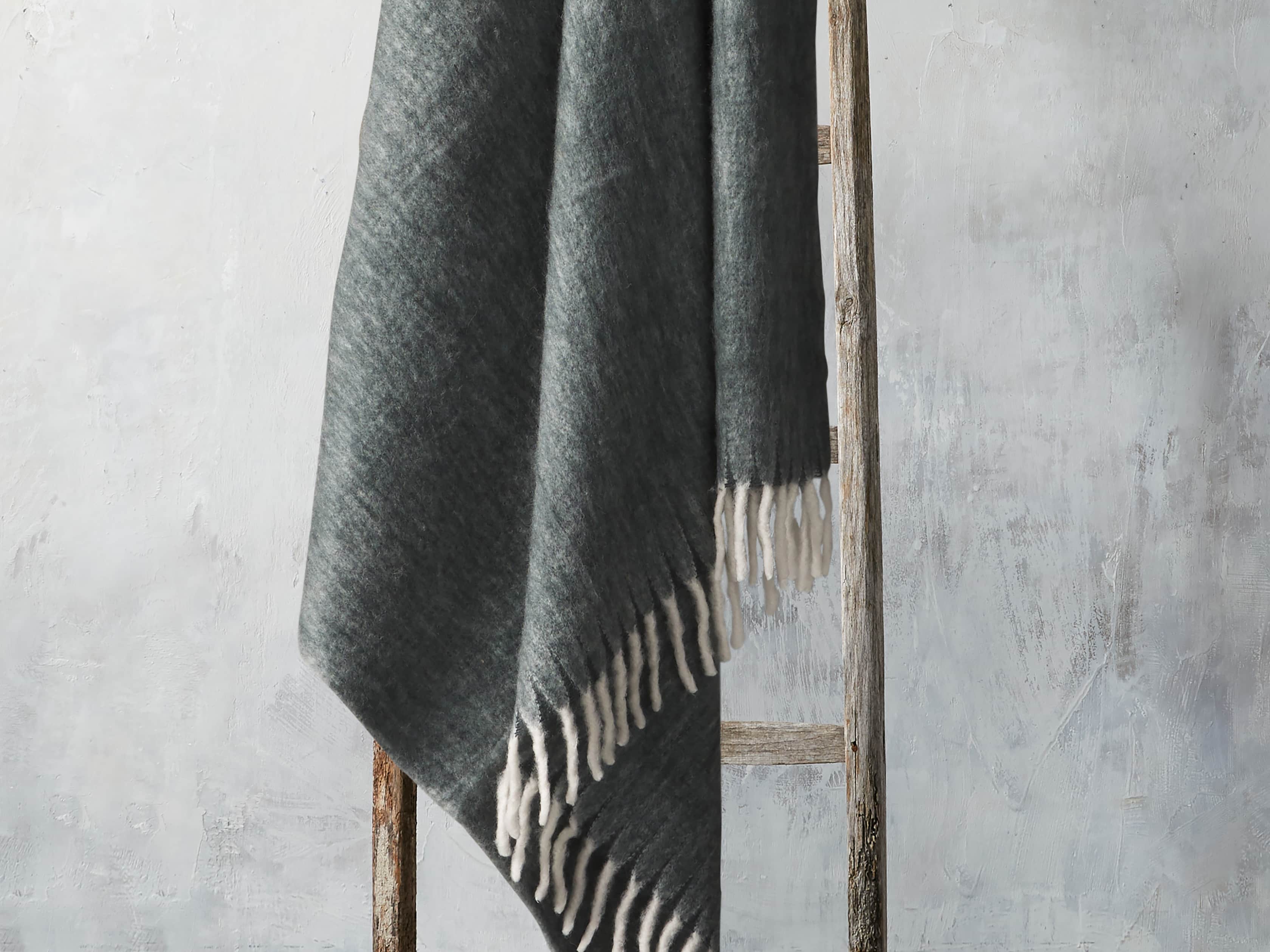 Brushed Heathered Throw in Green, slide 1 of 3