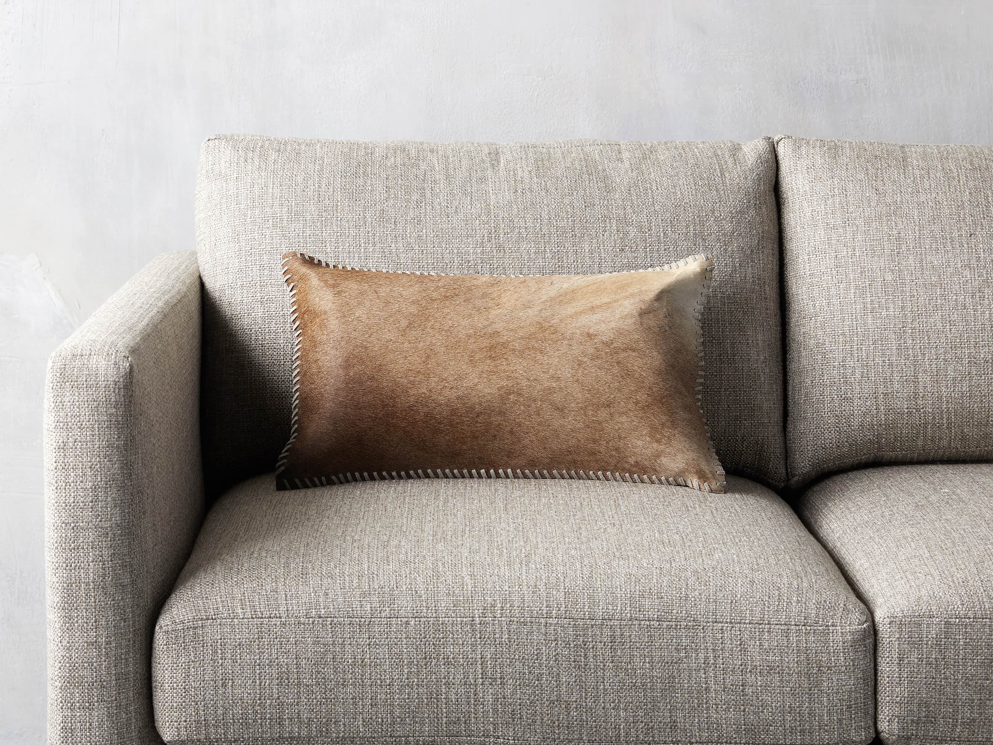 Whipstitch Hide Lumbar Pillow In Tan Arhaus Furniture