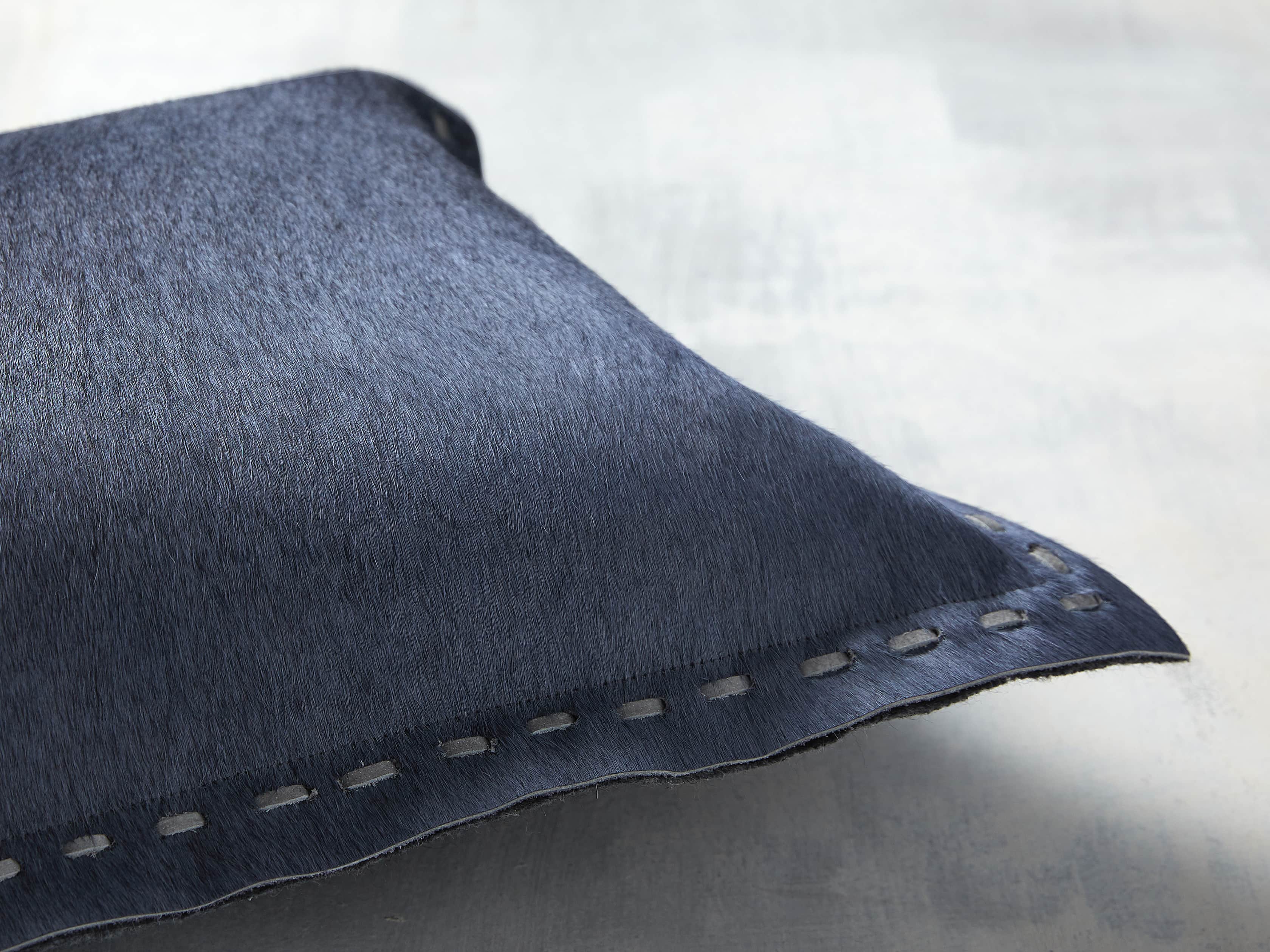Hide Stitch Lumbar Pillow in Blue, slide 2 of 4