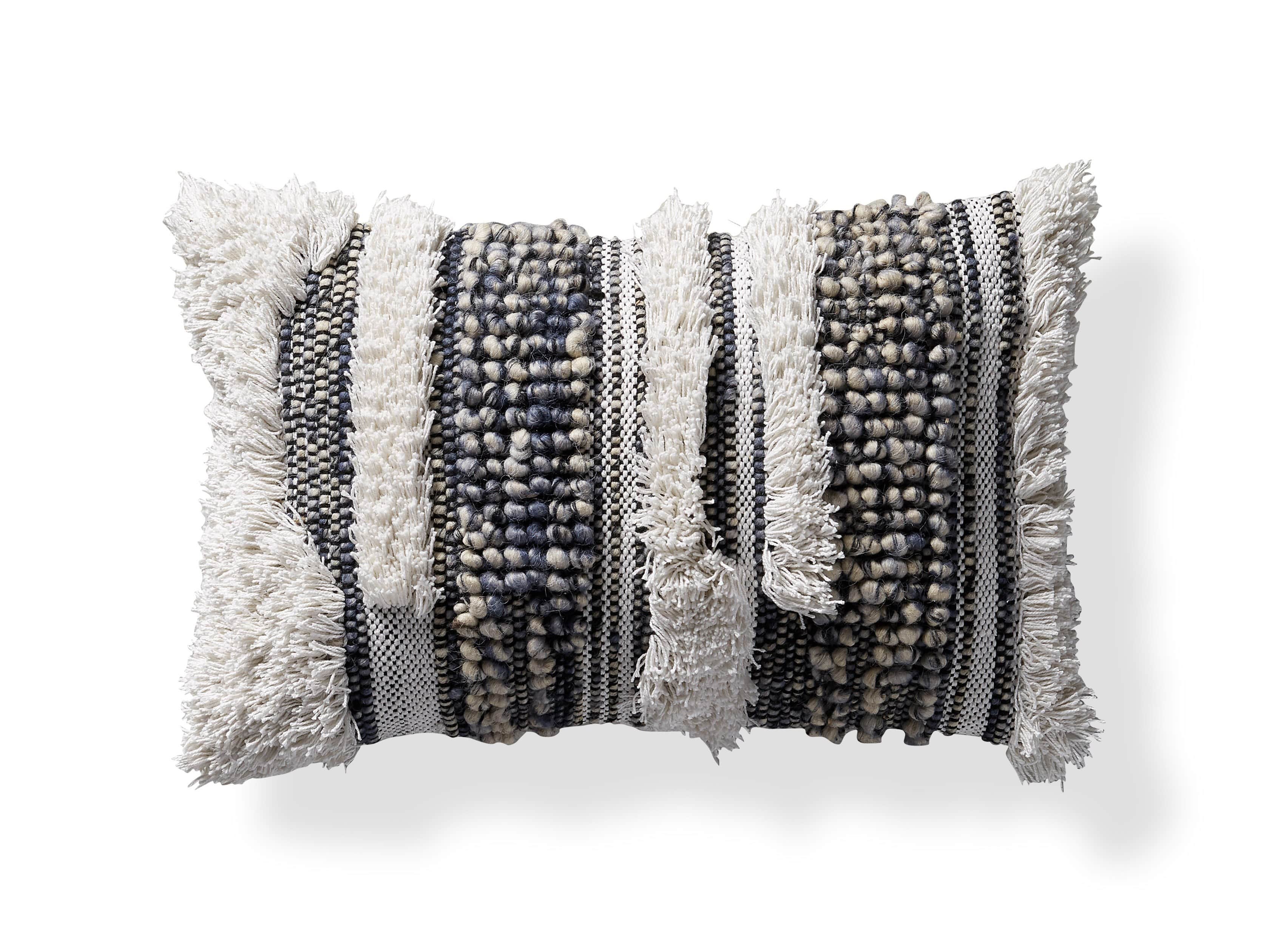 BOHO STRIPE OVERSIZED LUMBAR PILLOW COVER IN BLUE, slide 6 of 6