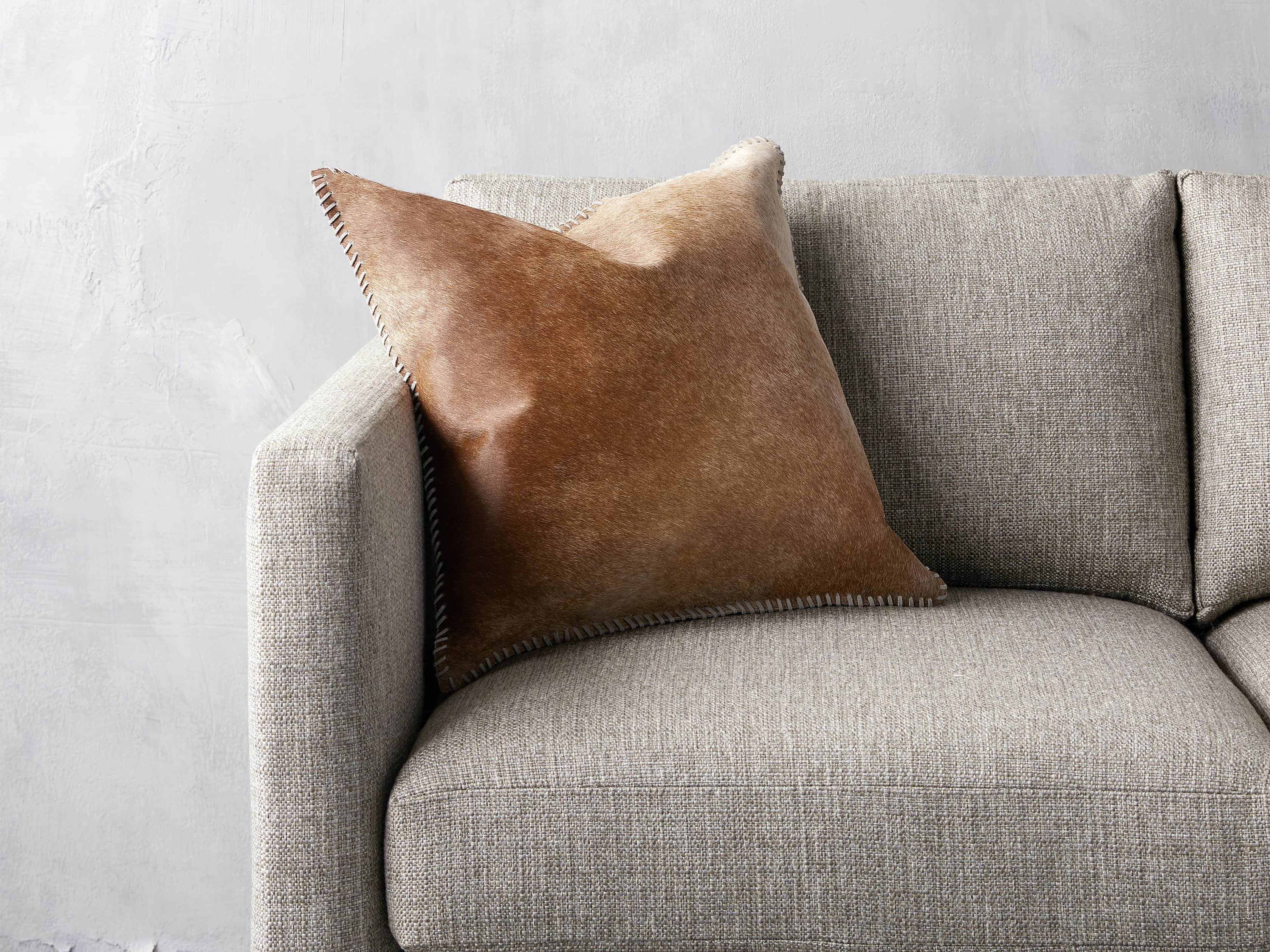 WHIPSTITCH HIDE SQUARE PILLOW COVER IN BROWN, slide 3 of 6