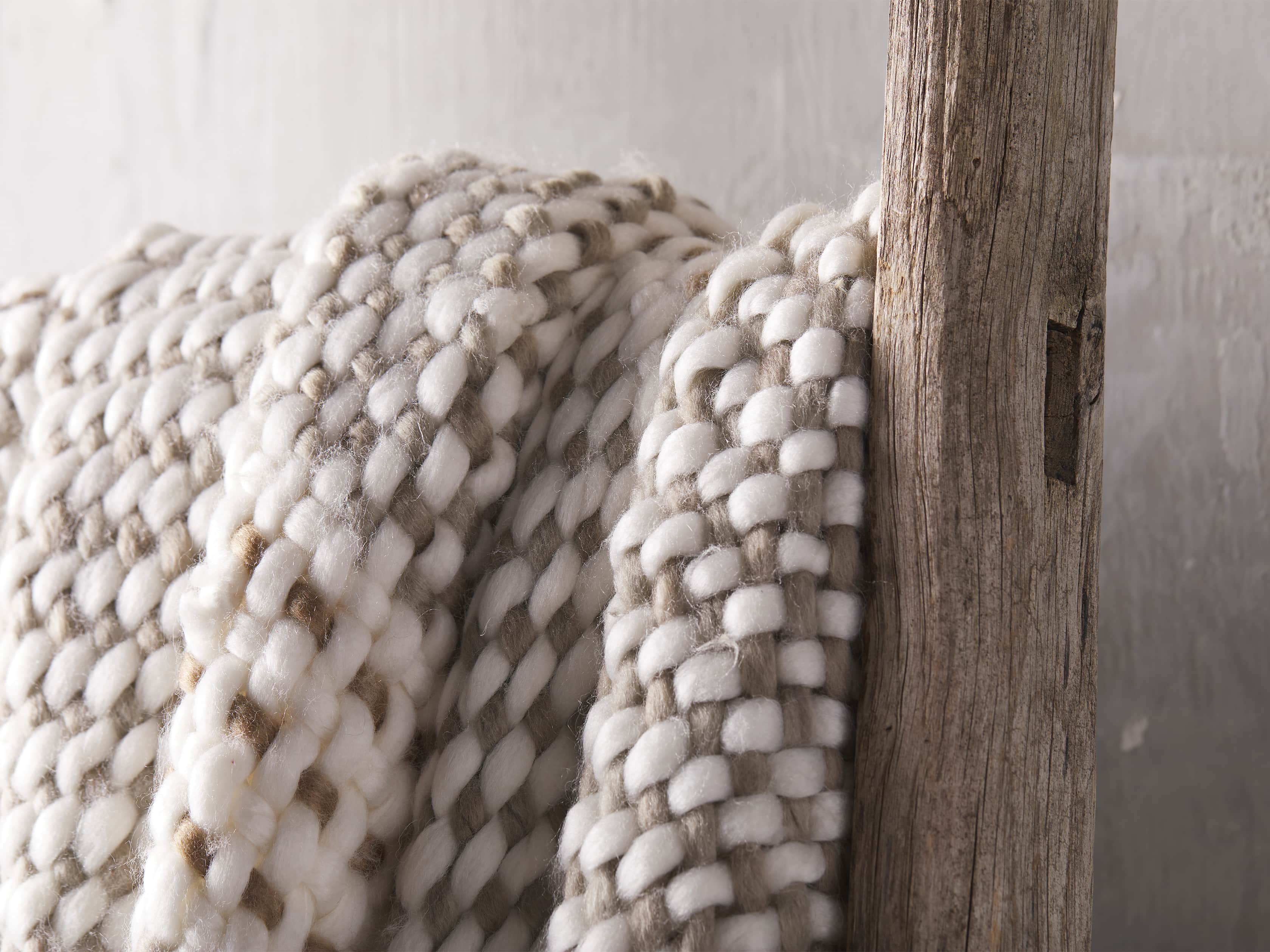 Chunky Knit Grey and Ivory Throw, slide 3 of 4