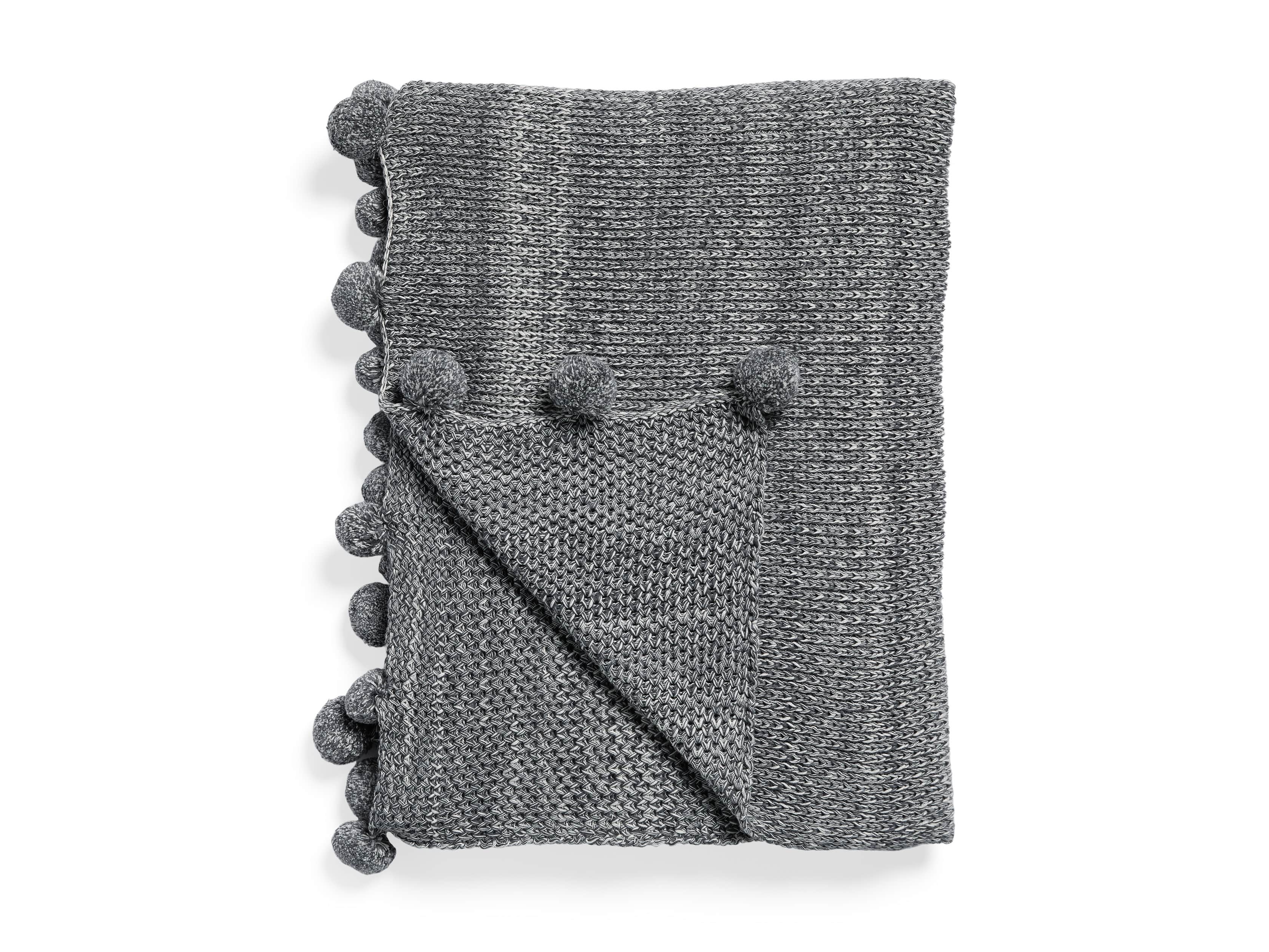 Chunky Knit Pom Pom Throw
