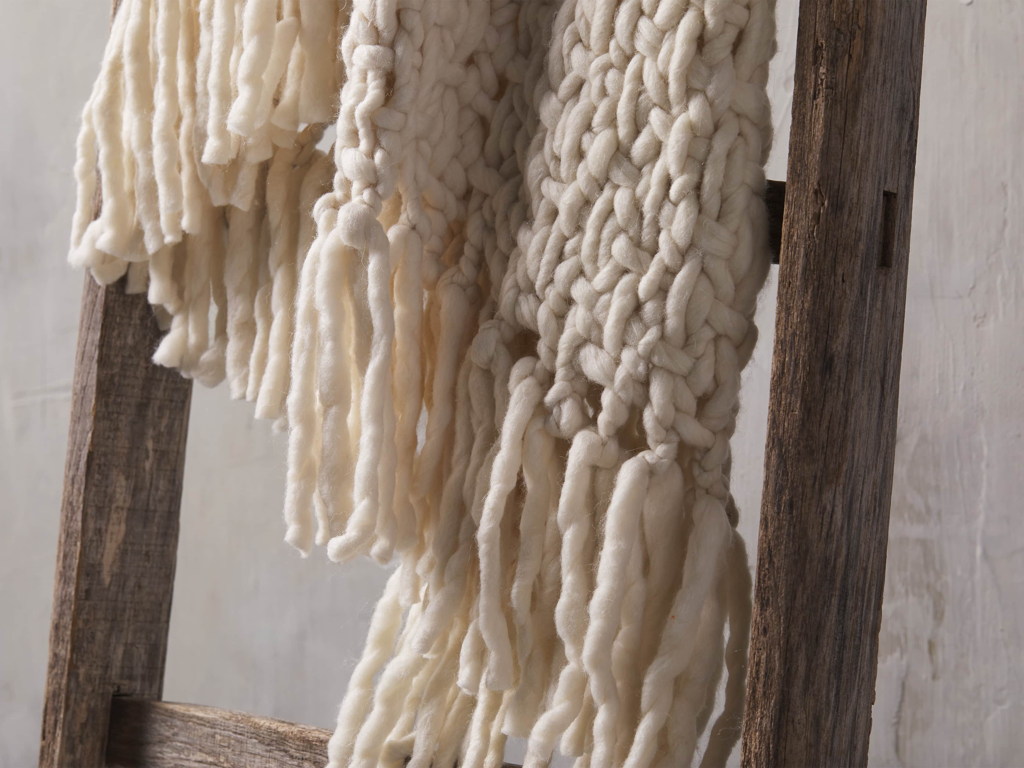 Chunky Knit Ivory Throw, slide 3 of 4