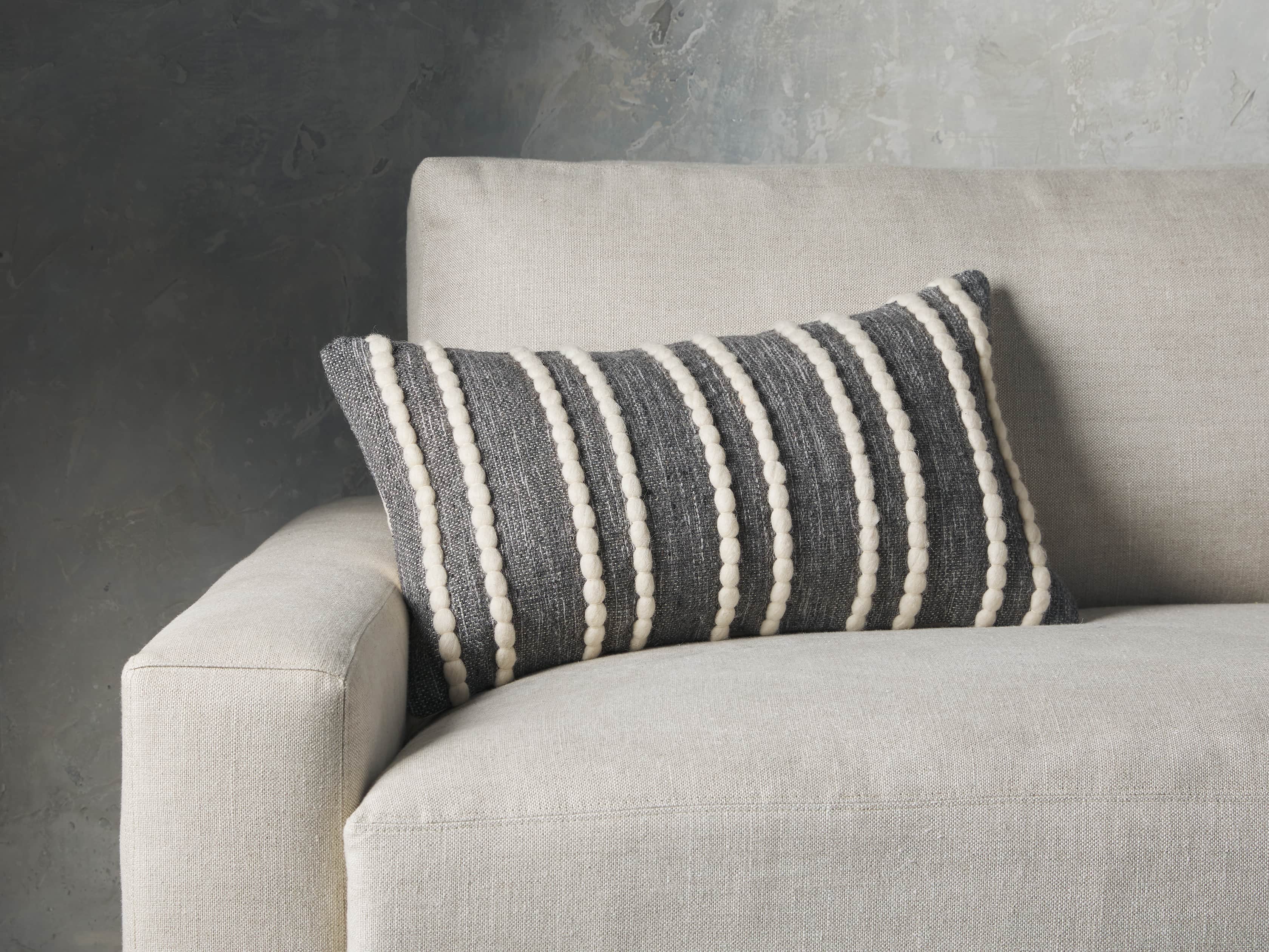 Chunky Stripe 24" Lumbar Pillow in Charcoal, slide 1 of 6
