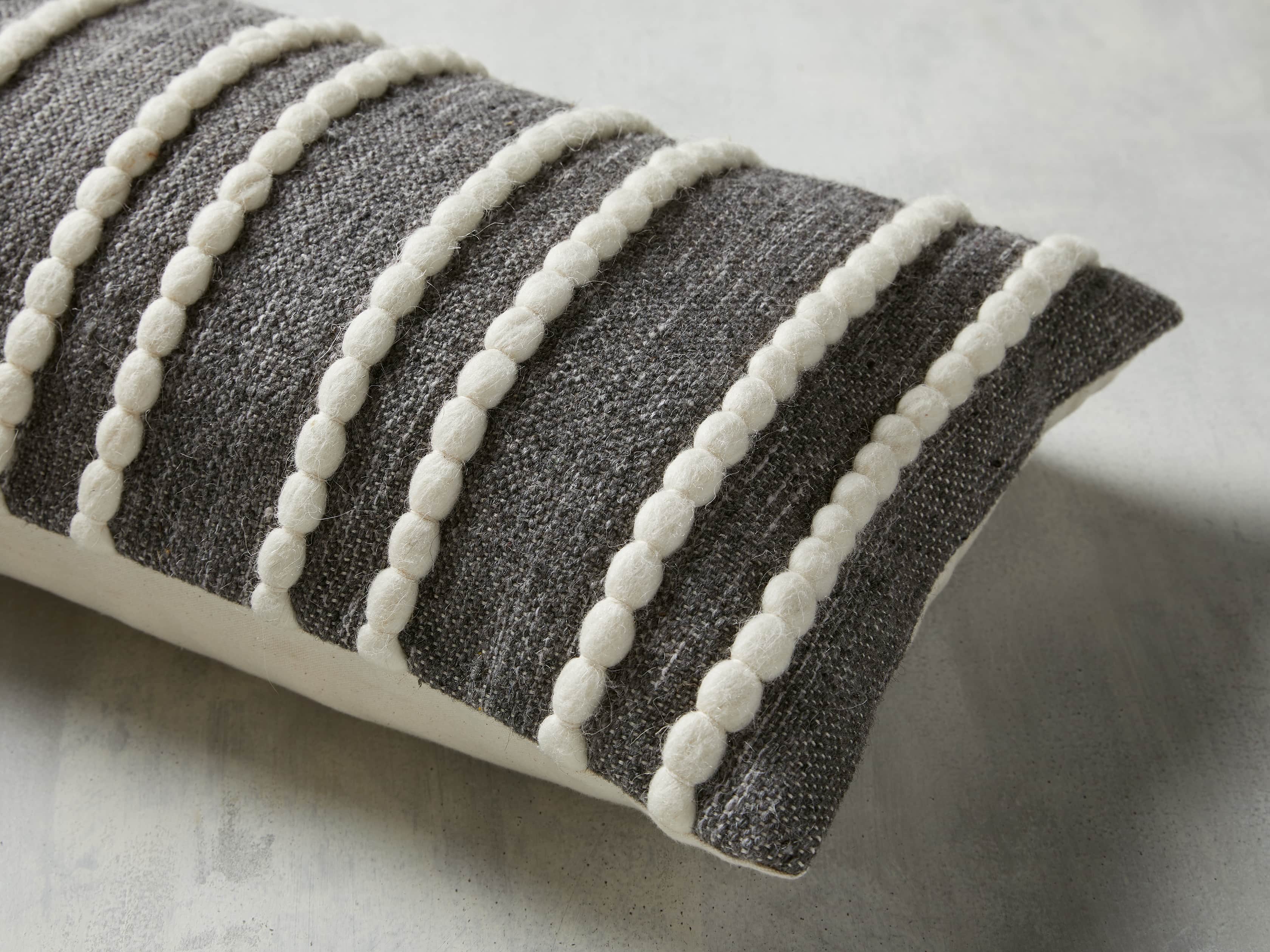 Chunky Stripe 24" Lumbar Pillow in Charcoal, slide 2 of 6