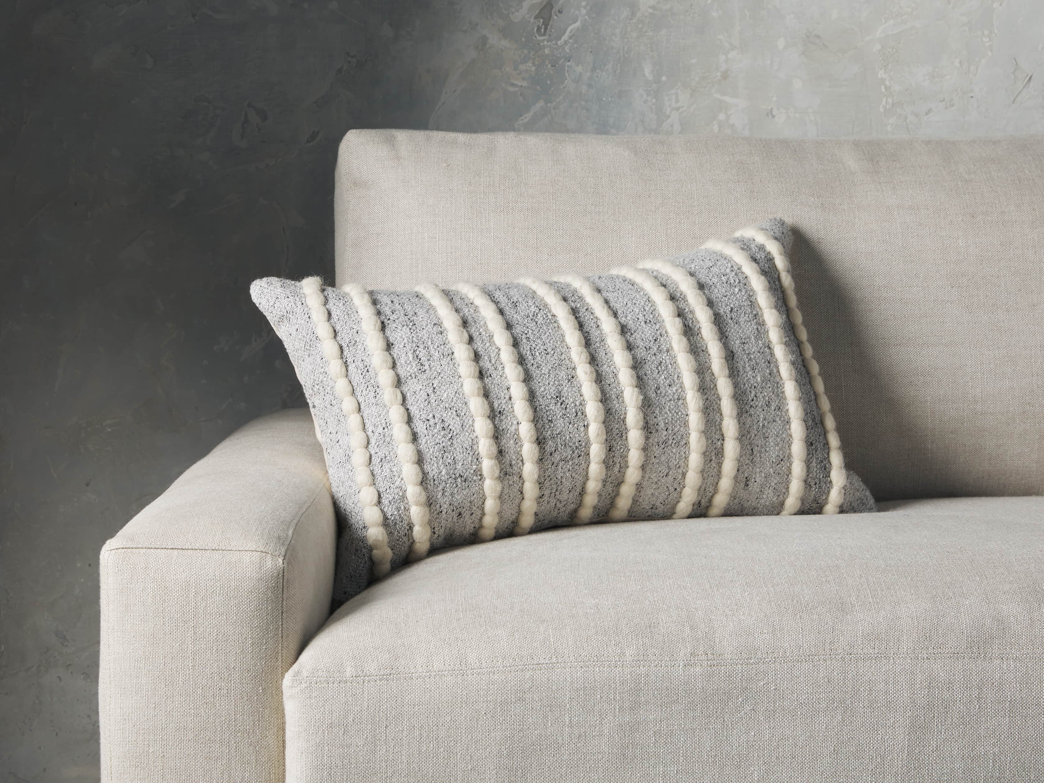 Chunky Stripe 24" Lumbar Pillow in Light Grey, slide 1 of 5