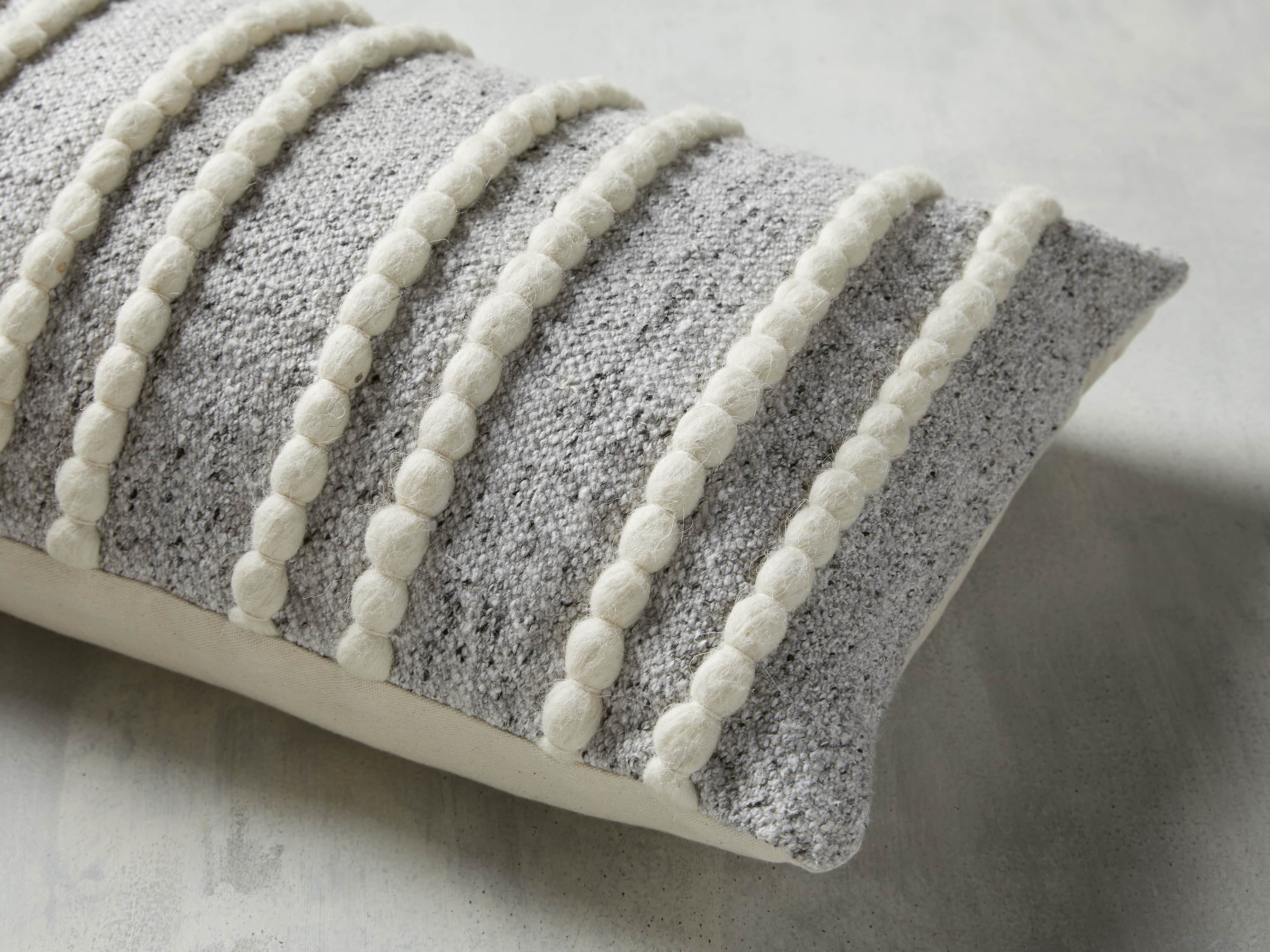 Chunky Stripe 24" Lumbar Pillow in Light Grey, slide 2 of 5