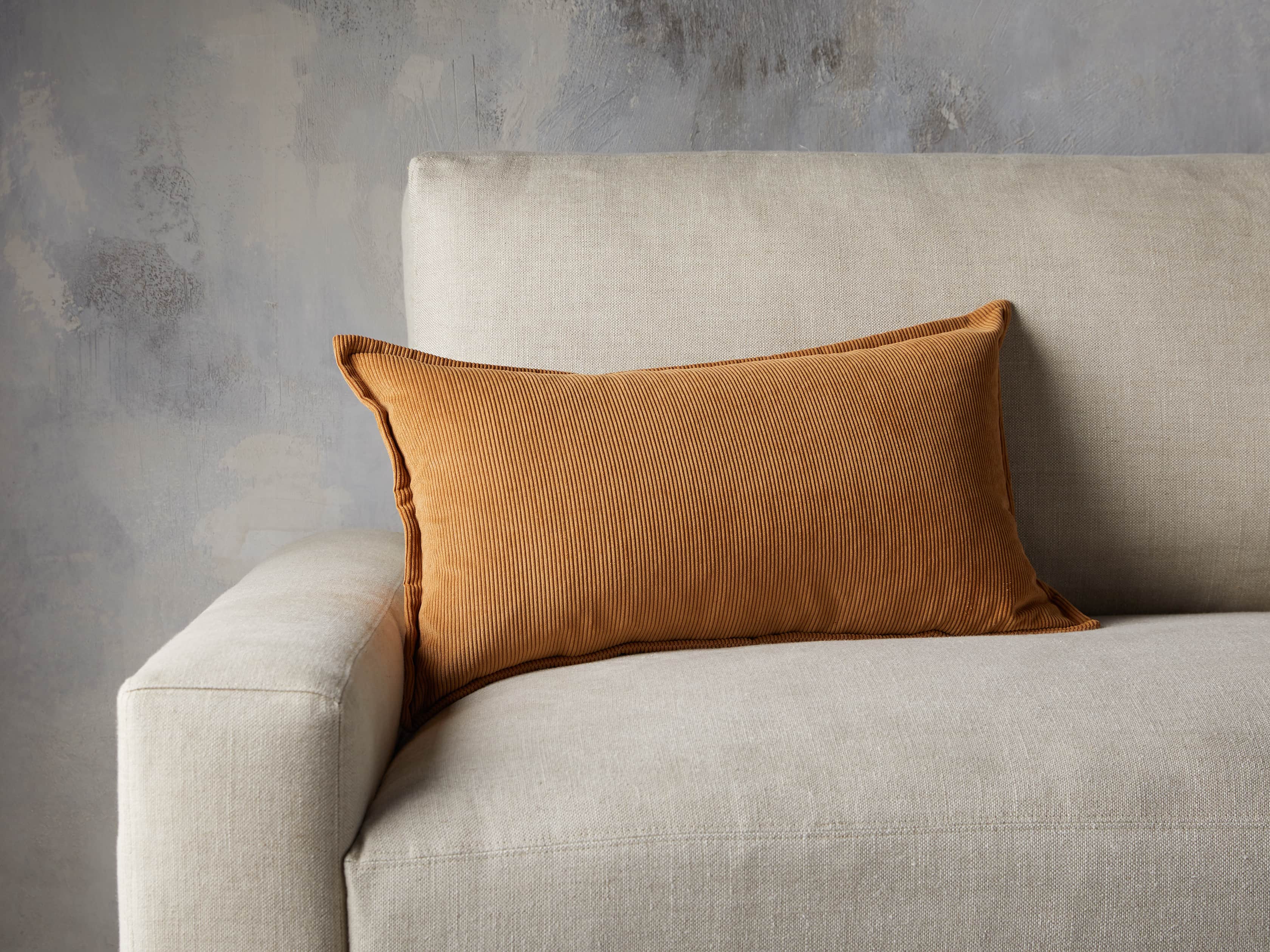 Fine Whale Corduroy Pillow Cover in Dijon, slide 3 of 4