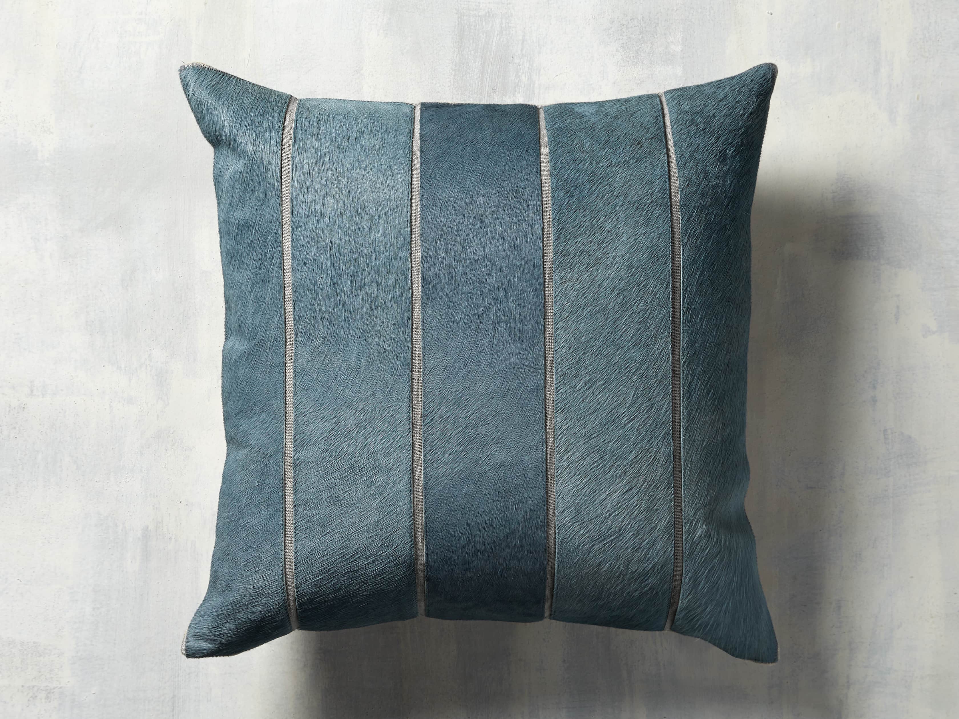 channel-stitch hide pillow in Blue, slide 3 of 5