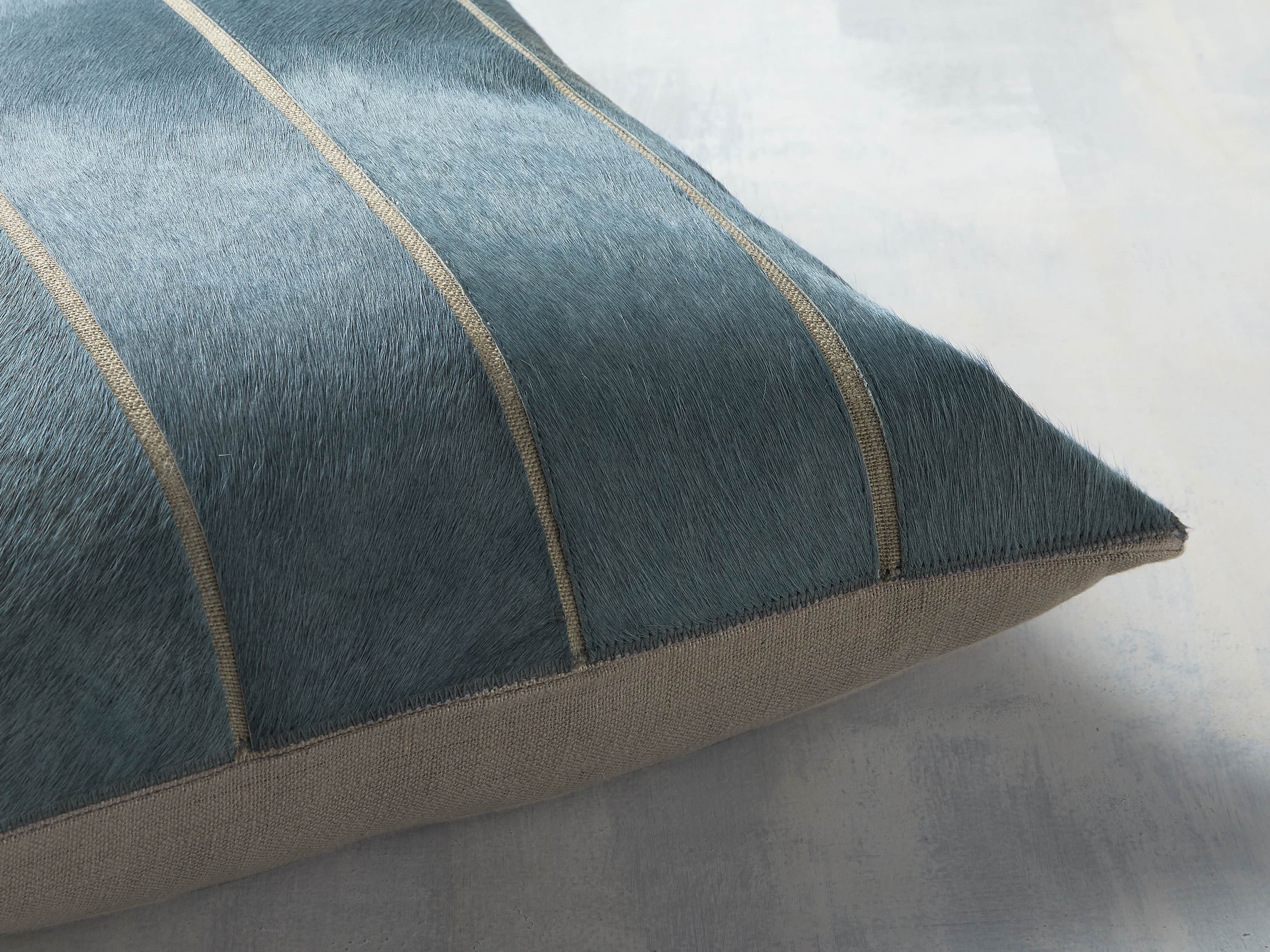channel-stitch hide pillow in Blue, slide 2 of 5