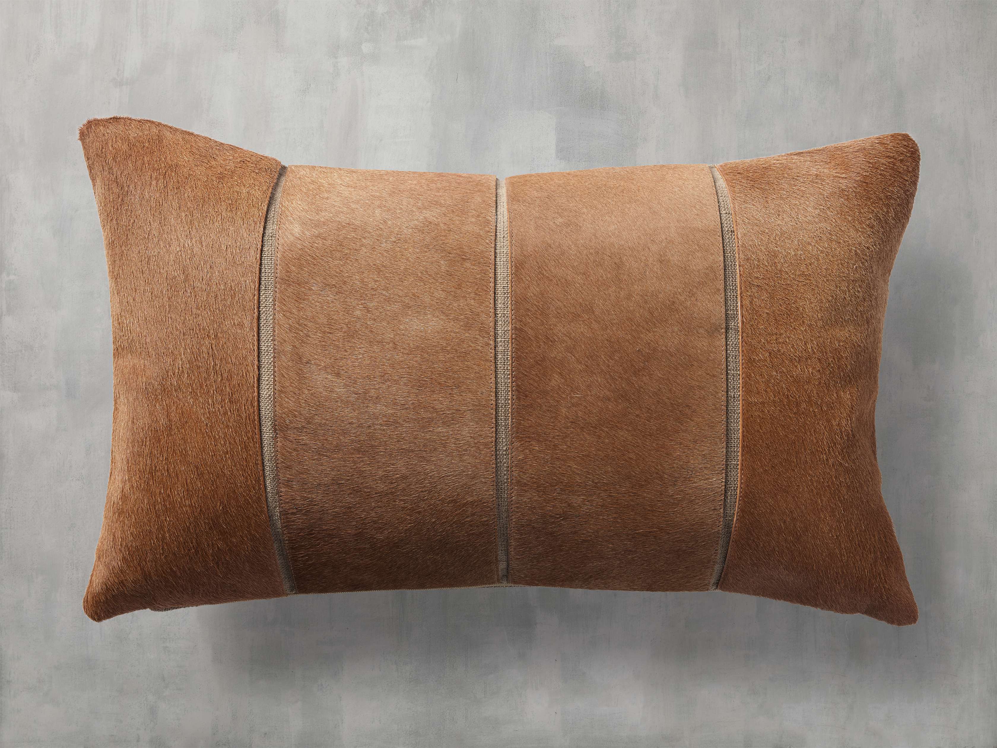 Basket Weave Lumbar Pillow Cover Hide in Brown | Arhaus