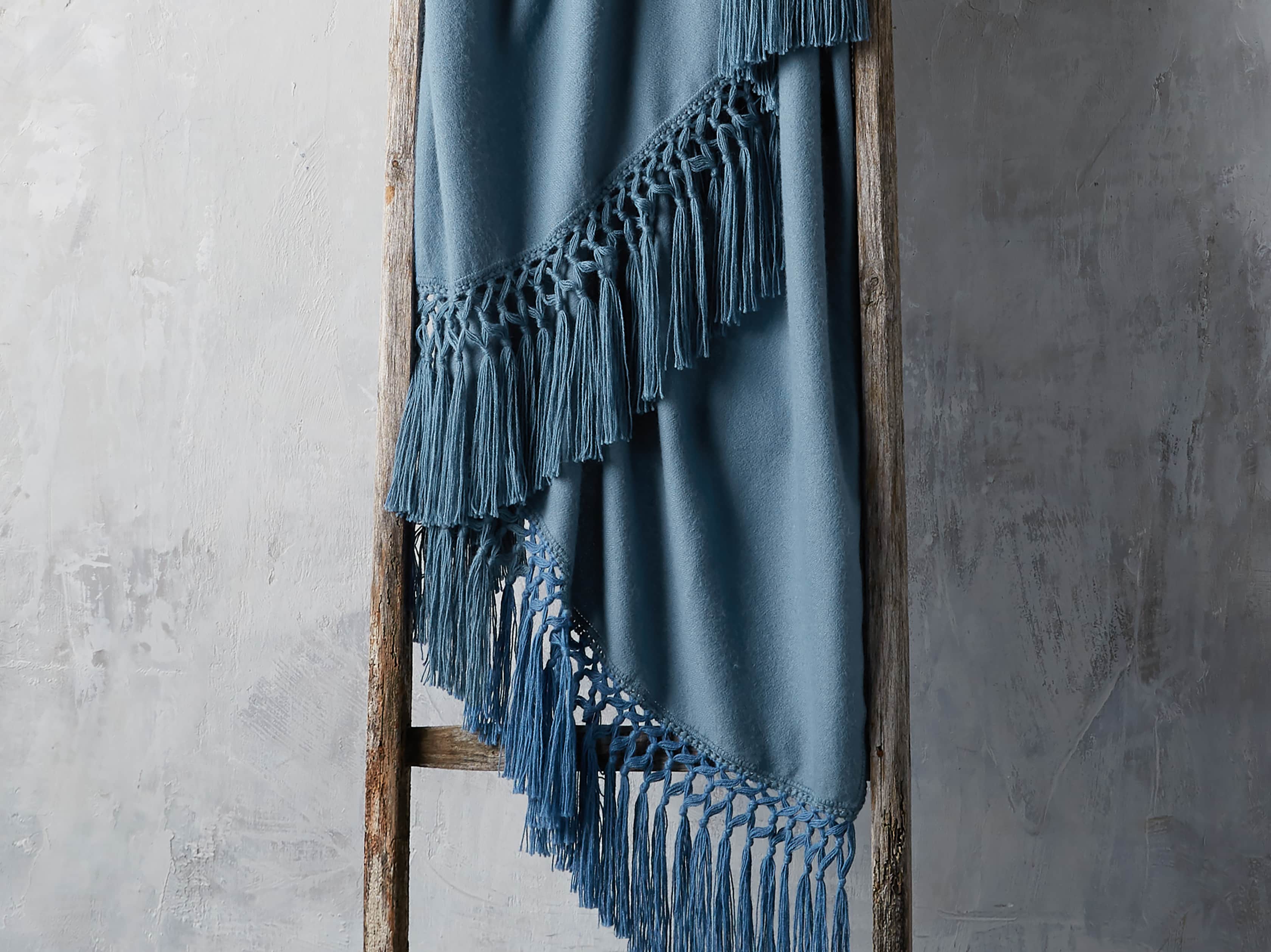Baby Alpaca Crocheted Throw in Blue