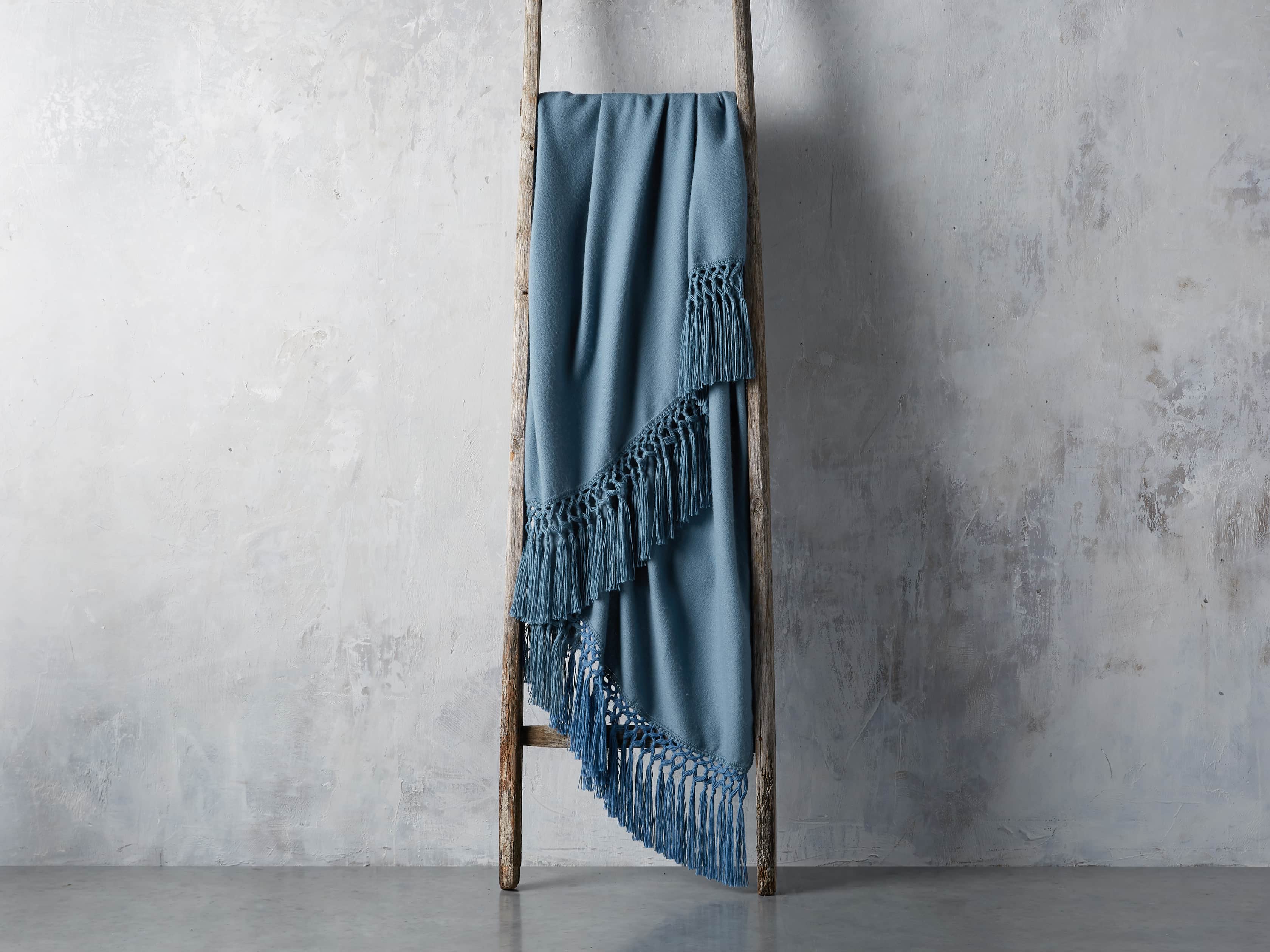 Baby Alpaca Crocheted Throw in Blue