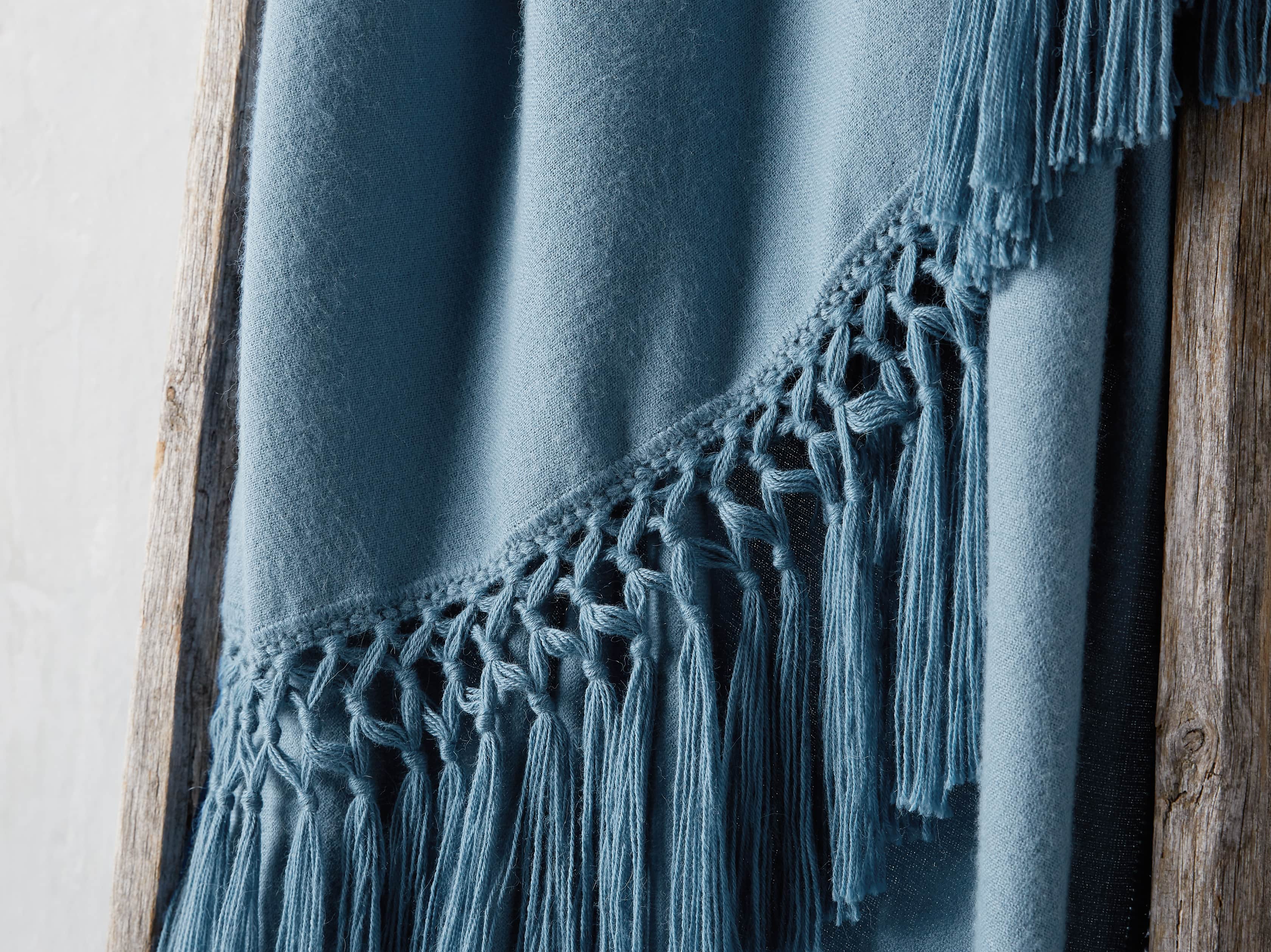 Baby Alpaca Crocheted Throw in Blue