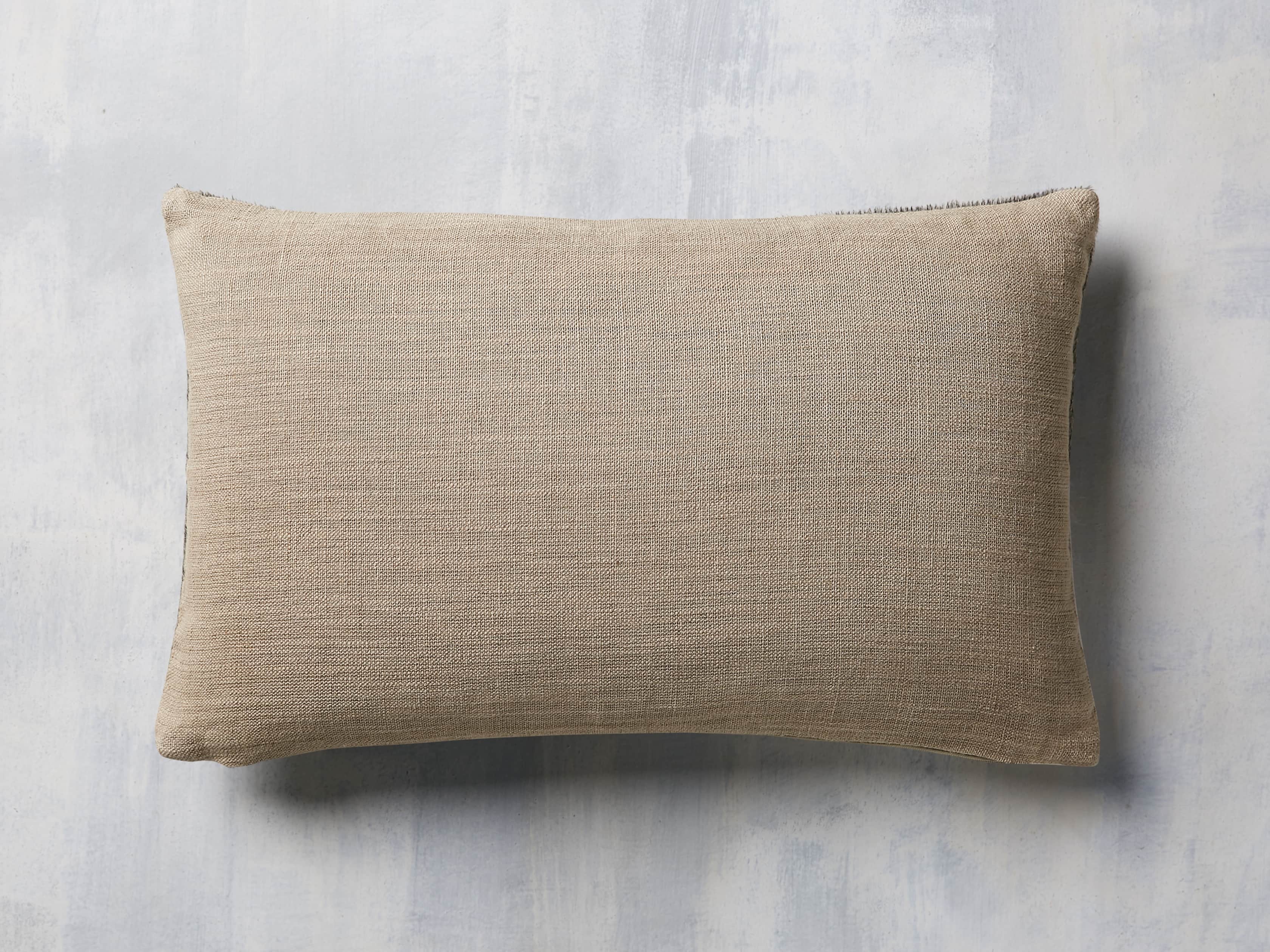 Whipstitch Hide Lumbar Pillow in Grey, slide 3 of 5
