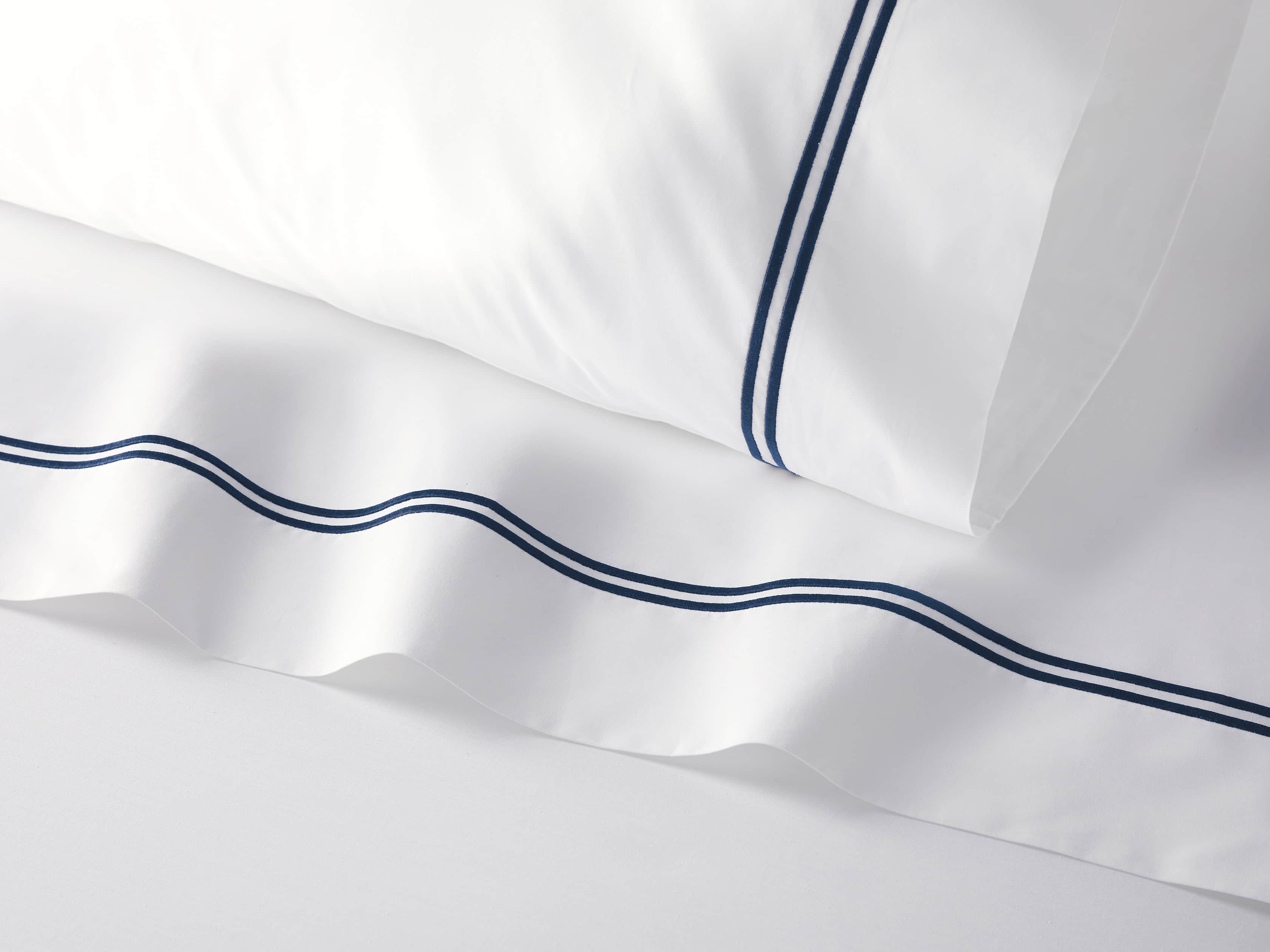 Italian Hotel Double-Stitch Queen Sheet Set in Navy, slide 2 of 3
