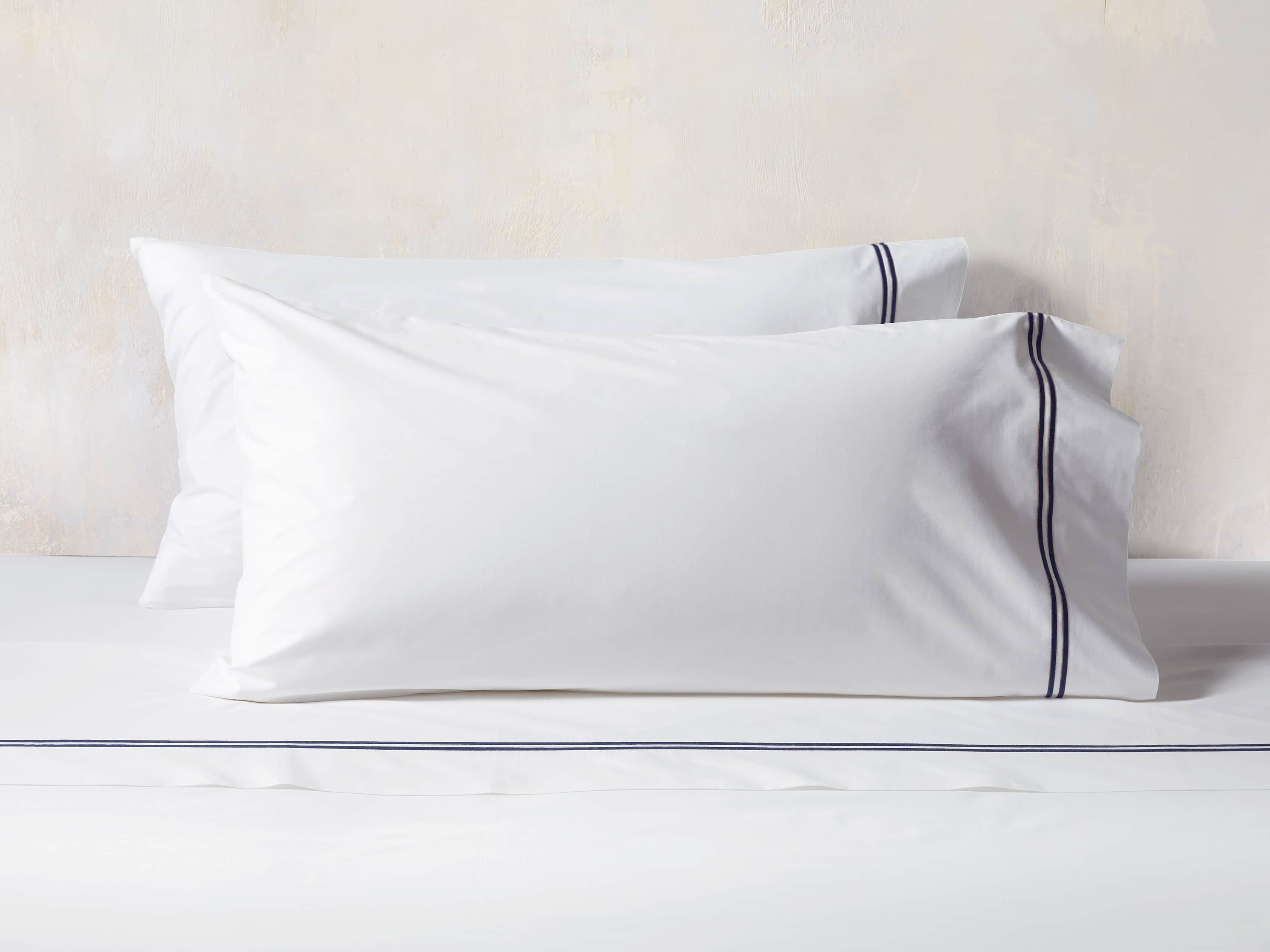 Italian Hotel Double-Stitch Pillow Case King in Blue | Arhaus