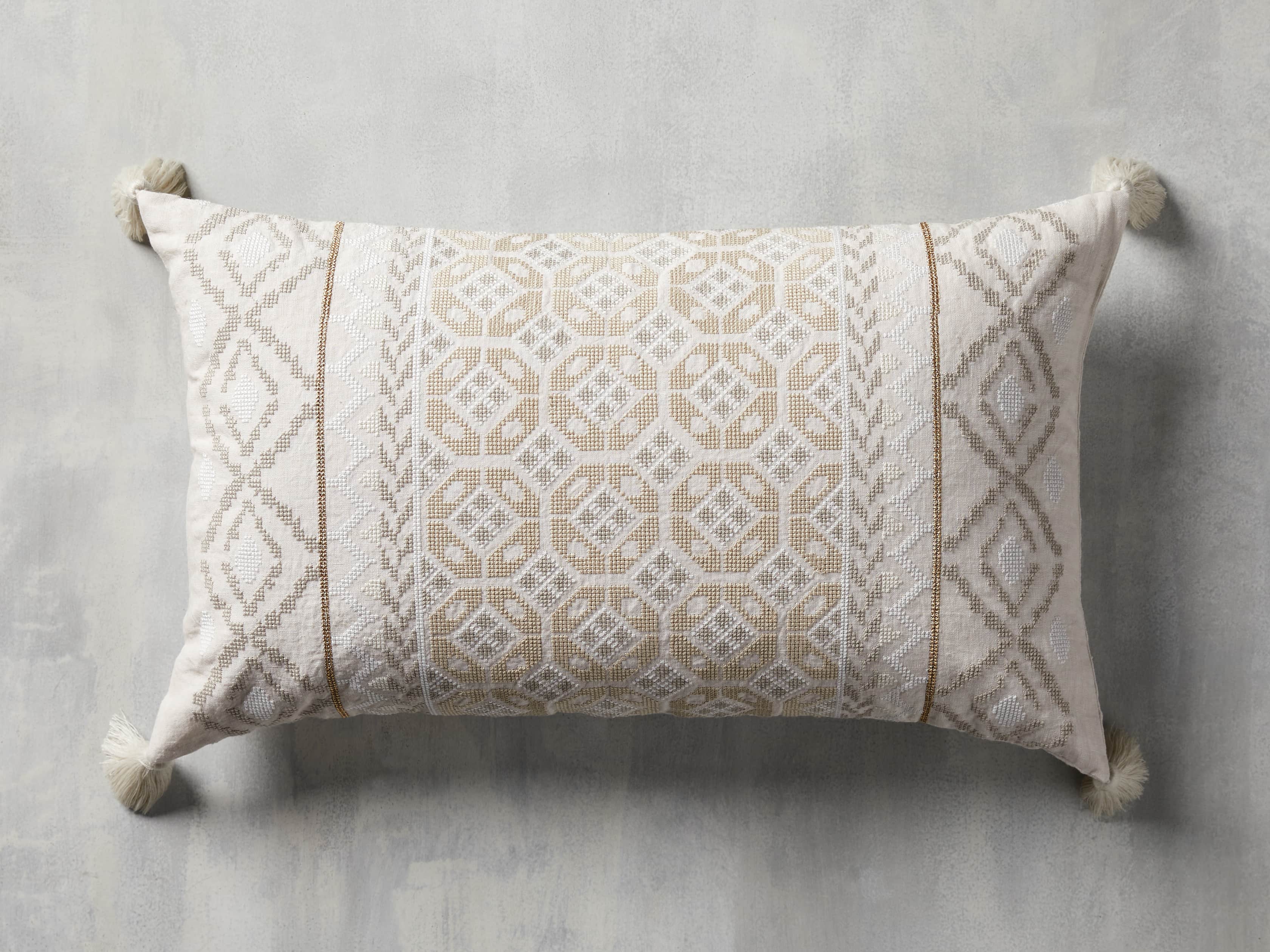 Ivory Fairisle Lumbar Pillow Cover, slide 1 of 5