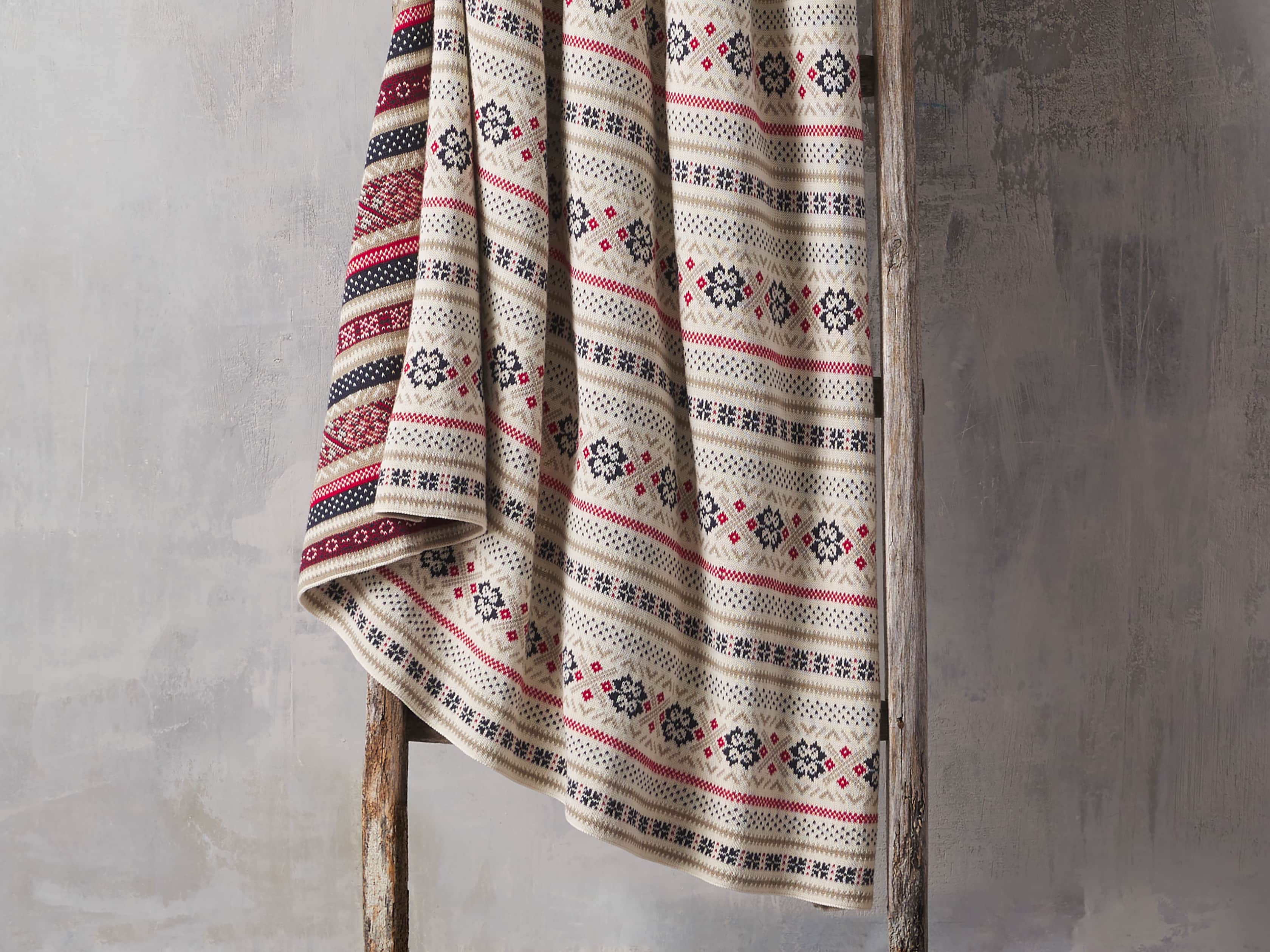 Ivory Fairisle Throw, slide 1 of 4