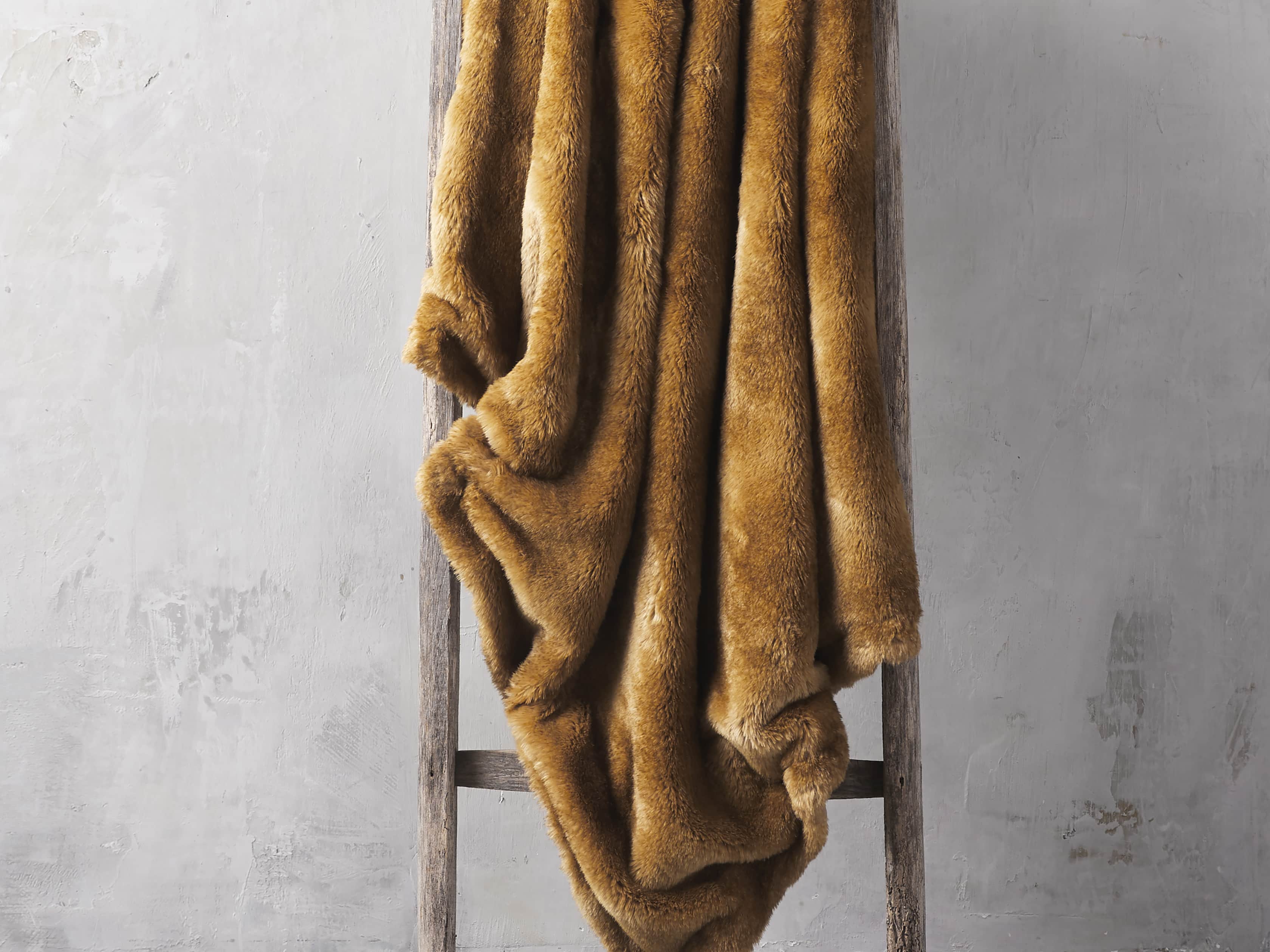 Faux Fur Rabbit Amber Throw, slide 1 of 3