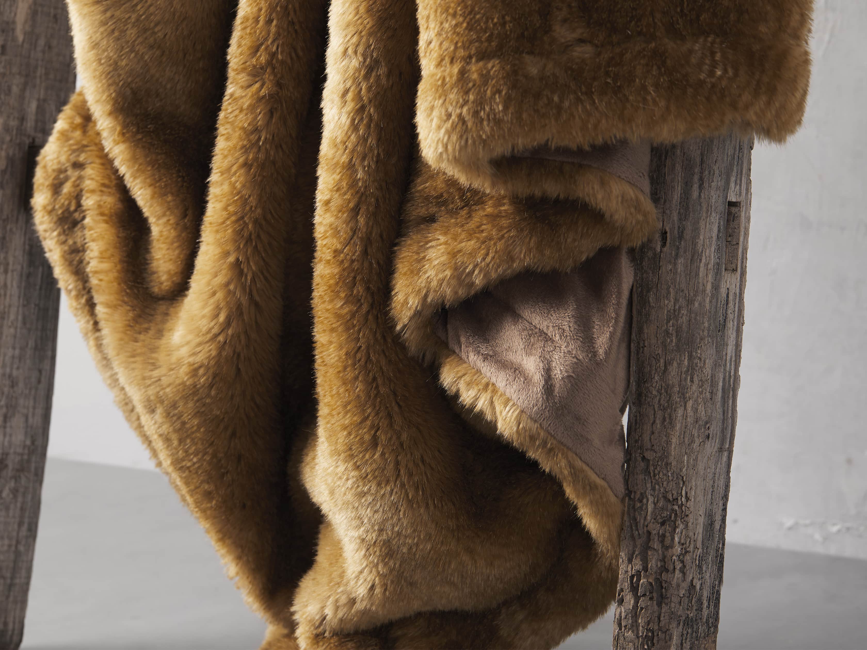 Faux Fur Rabbit Amber Throw, slide 3 of 3