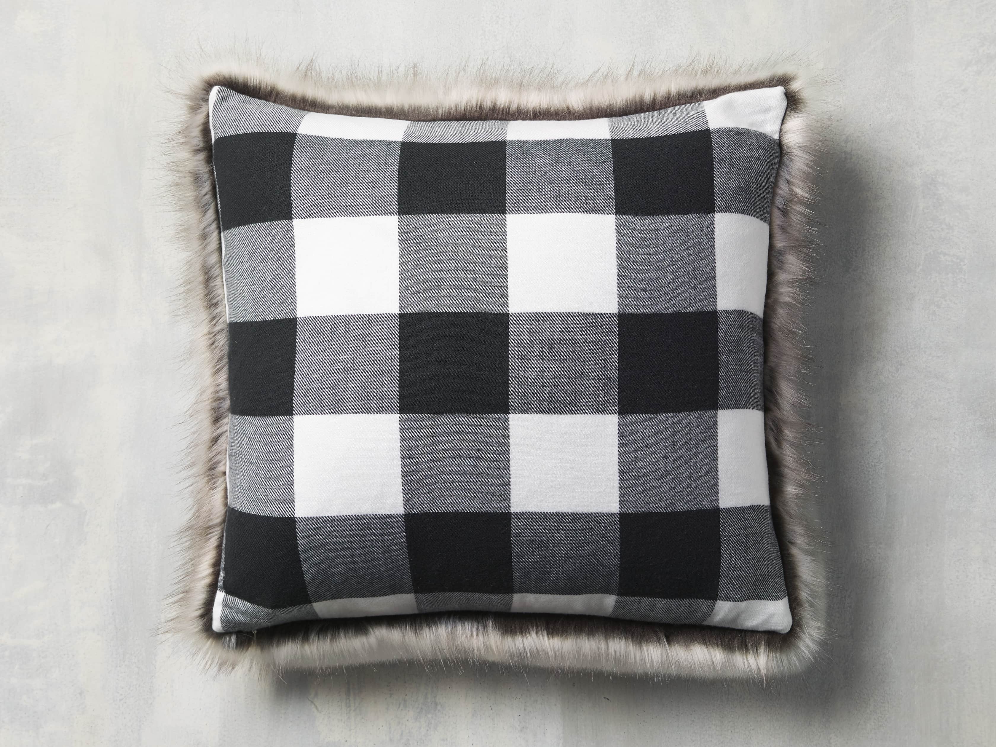 Faux Fur Reversible Buffalo Check Pillow, slide 3 of 4