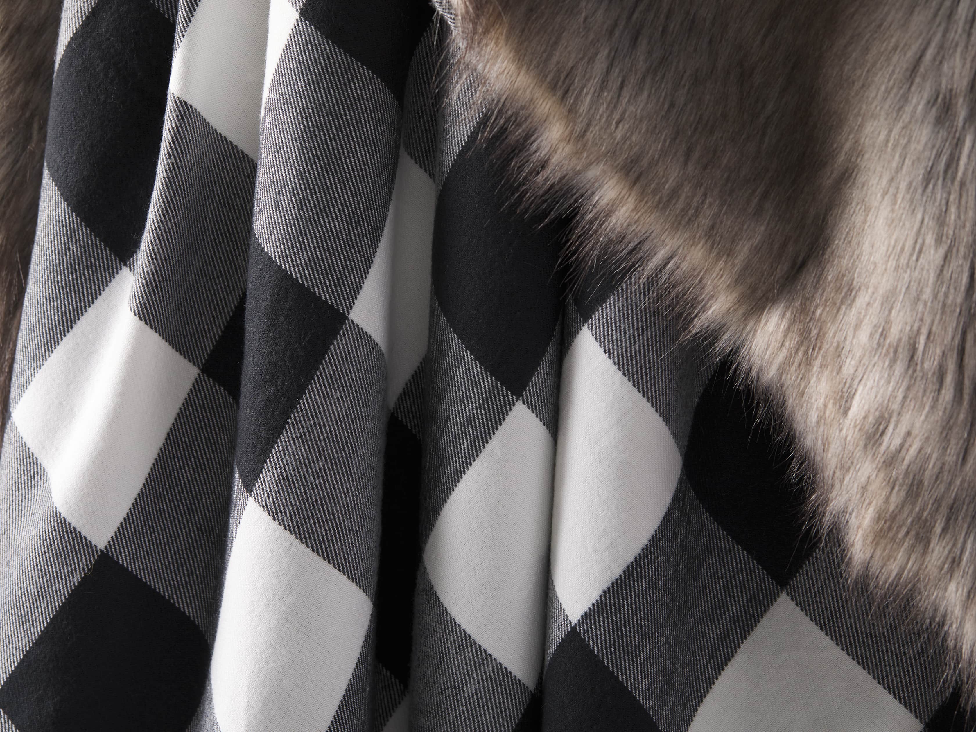 Faux Fur Reversible Buffalo Check Throw, slide 3 of 4